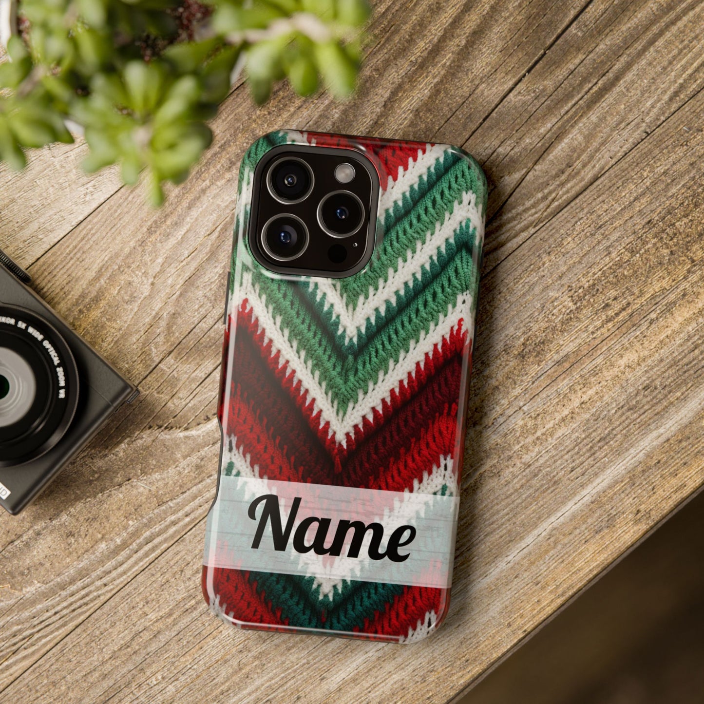Vintage Christmas Crocheted Afghan Phone Case - Personalized Christmas Phone Case Impact-Resistant Case
