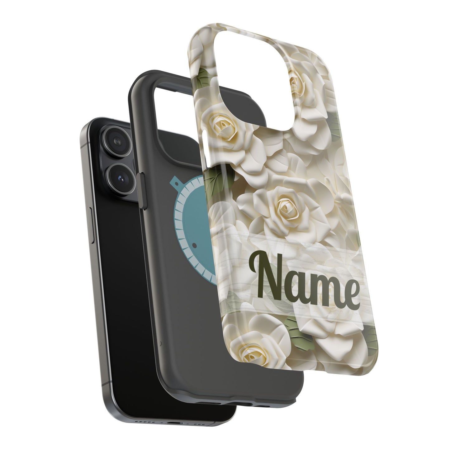 June Birth Flower Phone Case • White Paper Rose iPhone Cover • 3D Floral MagSafe Gift