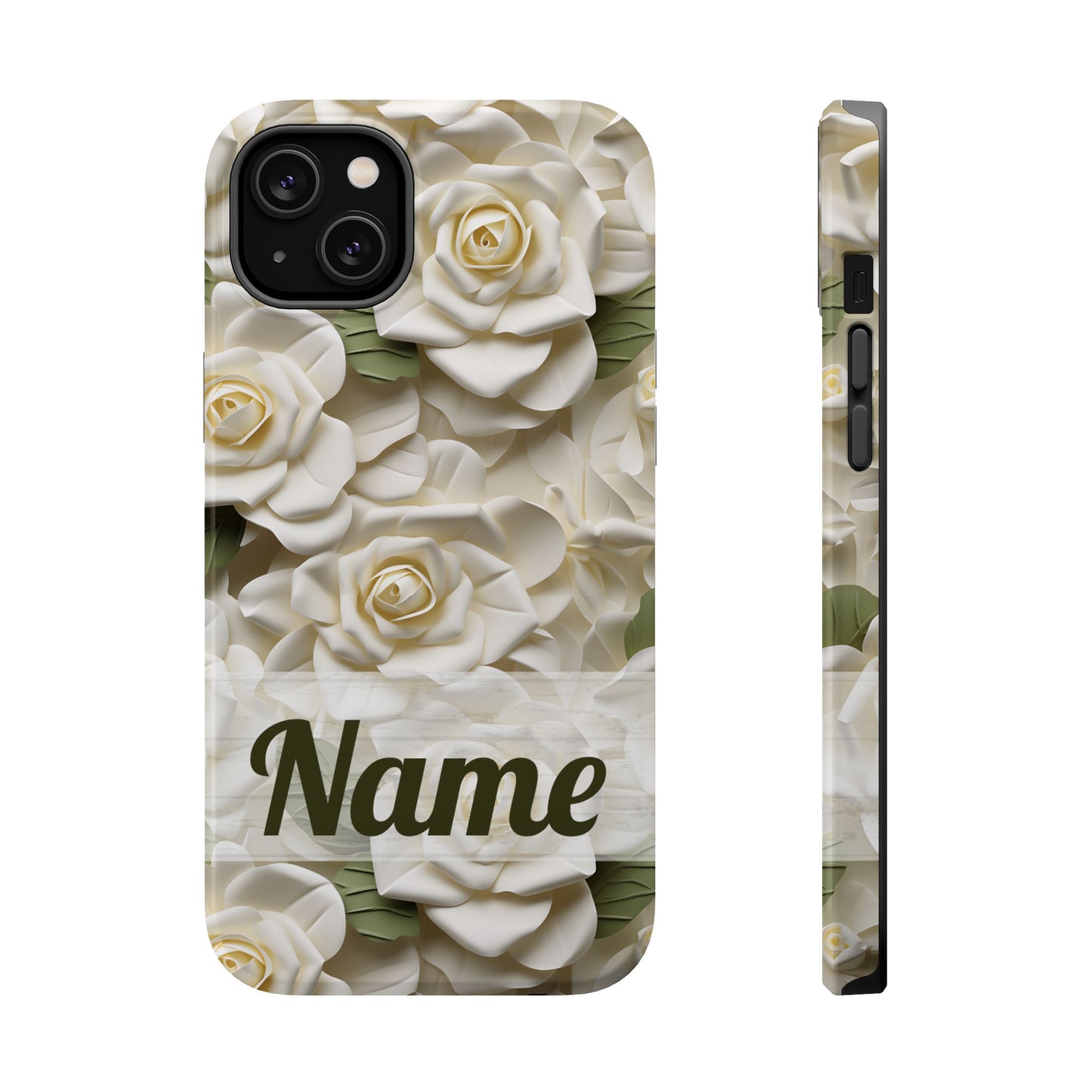 June Birth Flower Phone Case • White Paper Rose iPhone Cover • 3D Floral MagSafe Gift
