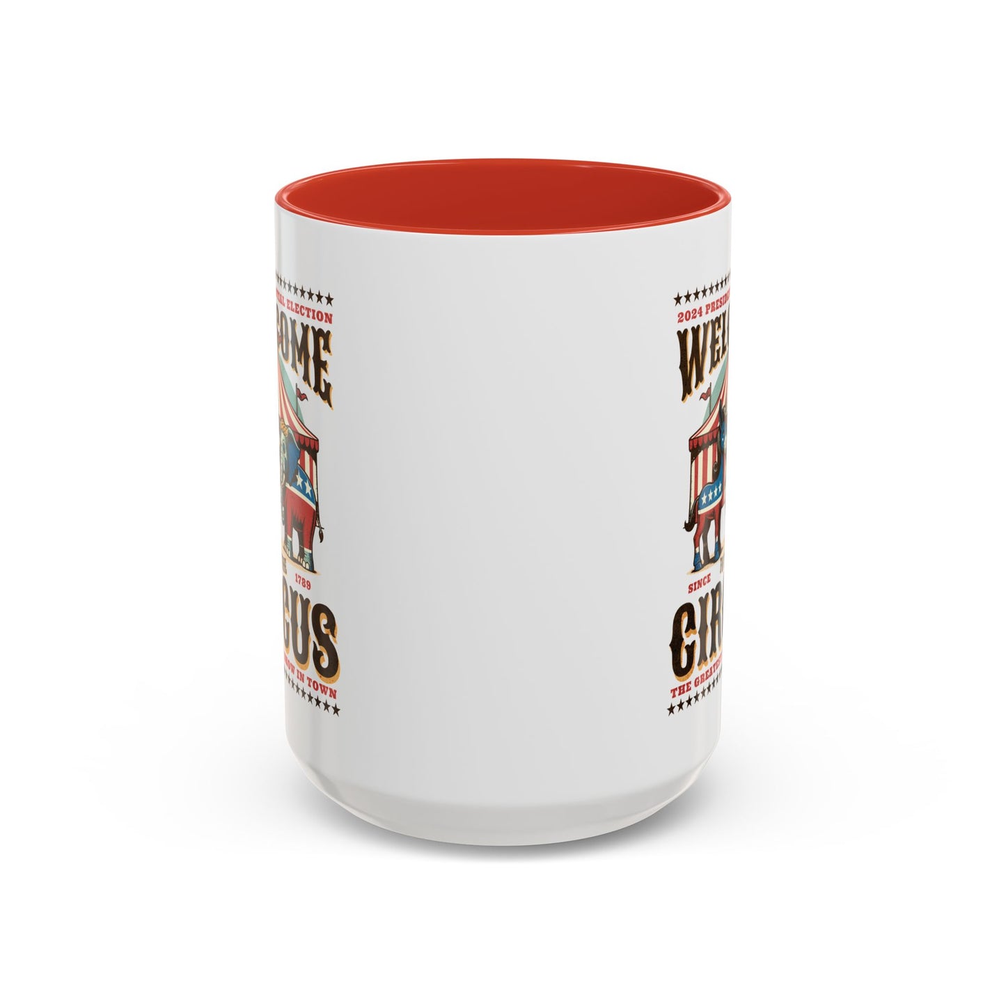 Political Circus Coffee Mug (11, 15oz) - Republican Democrat Independent Elephant Donkey