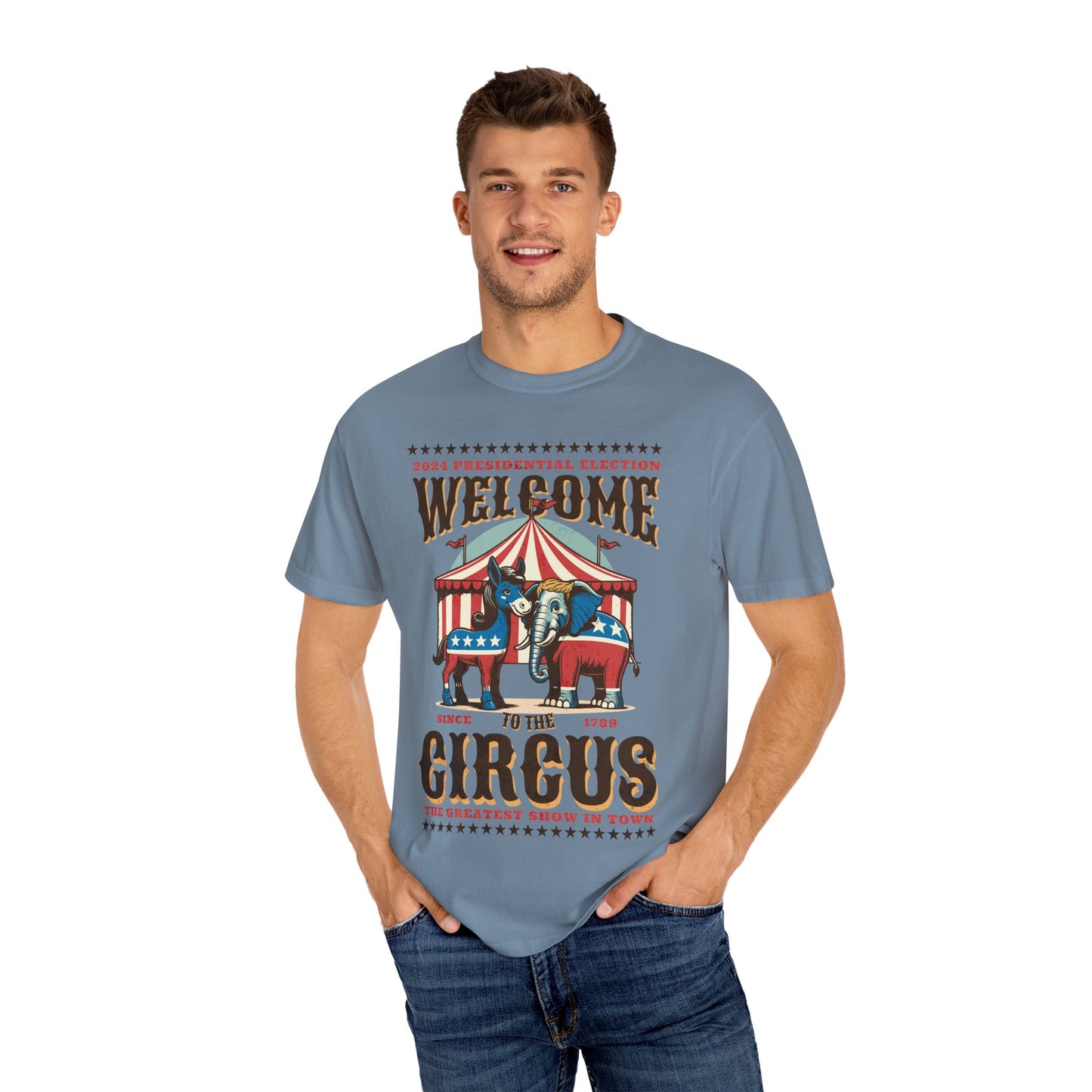 Political Circus T-Shirt | Elephant & Donkey Satire Unisex Garment-Dyed T-shirt election Comfort Colors 1717