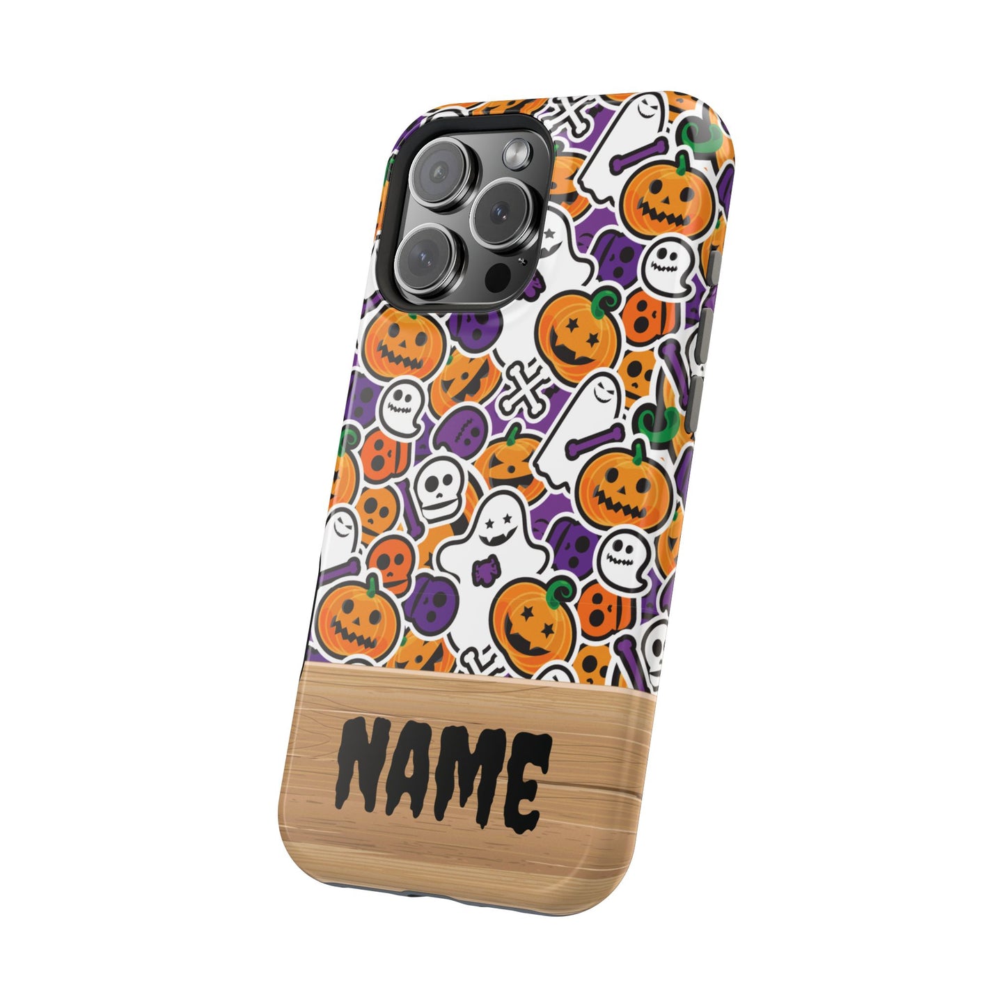 Custom, Personalized Halloween Magnetic Tough Cases for iPhone - purple pumpkin ghost skull phone case