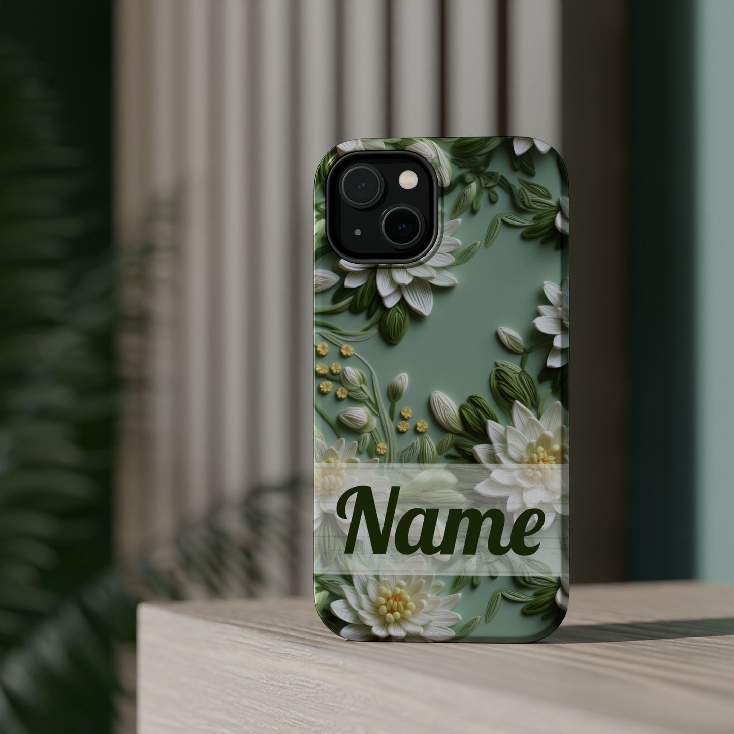 July Birth Flower Phone Case • Embroidered Water Lily iPhone Cover • Pastel MagSafe Gift