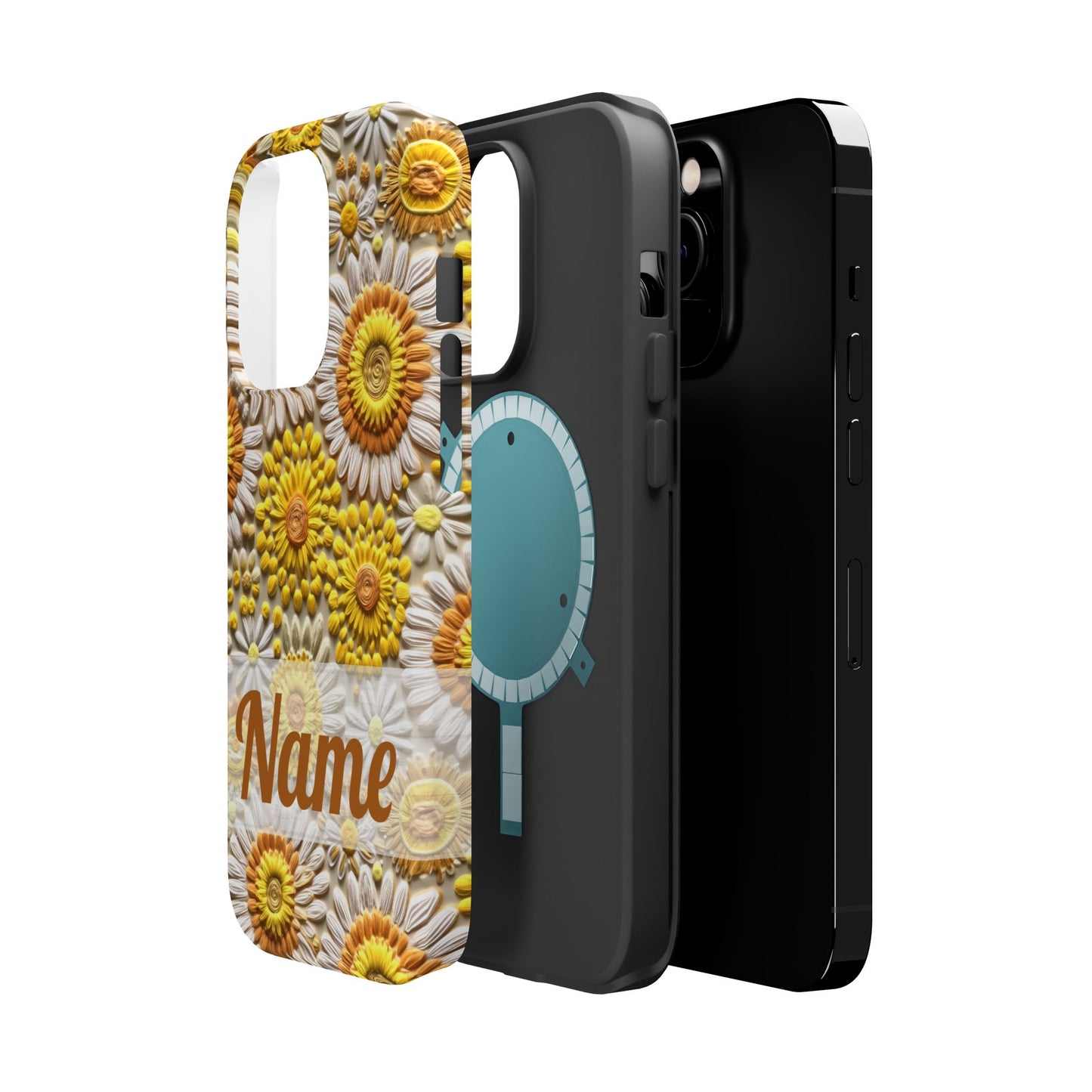 April Birth Flower Phone Case • Embroidered Daisy iPhone Cover • Colorful MagSafe Gift Idea