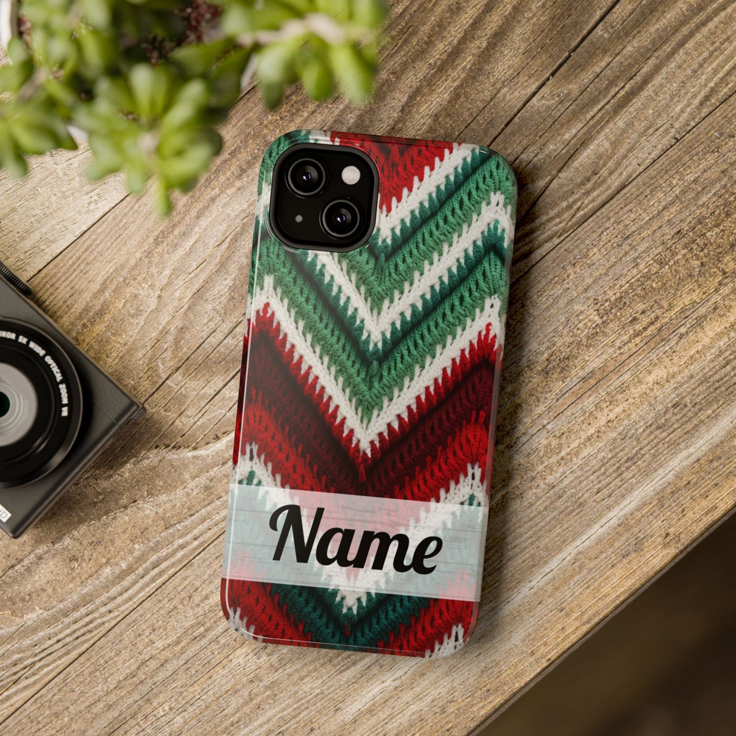 Vintage Christmas Crocheted Afghan Phone Case - Personalized Christmas Phone Case Impact-Resistant Case