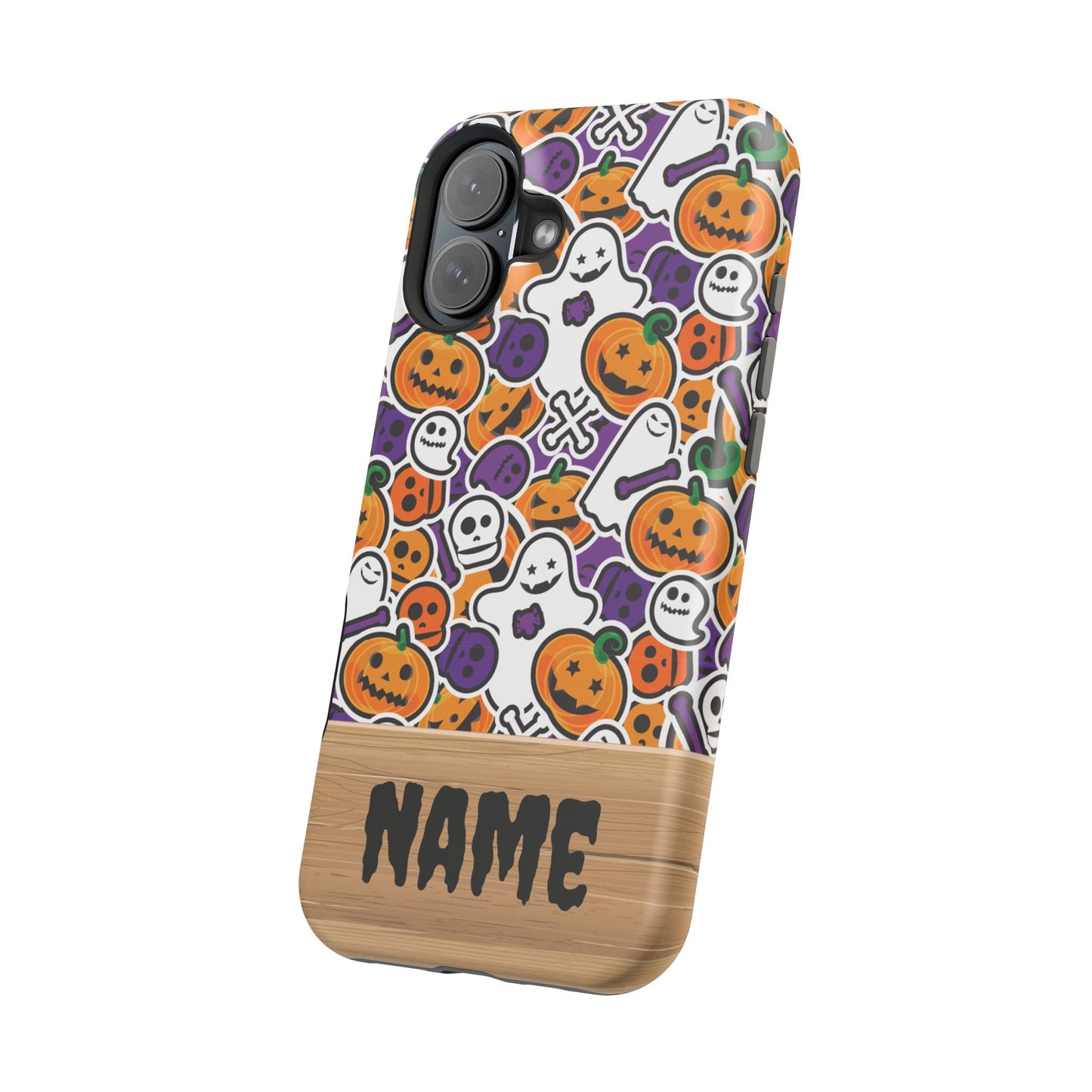 Custom, Personalized Halloween Magnetic Tough Cases for iPhone - purple pumpkin ghost skull phone case
