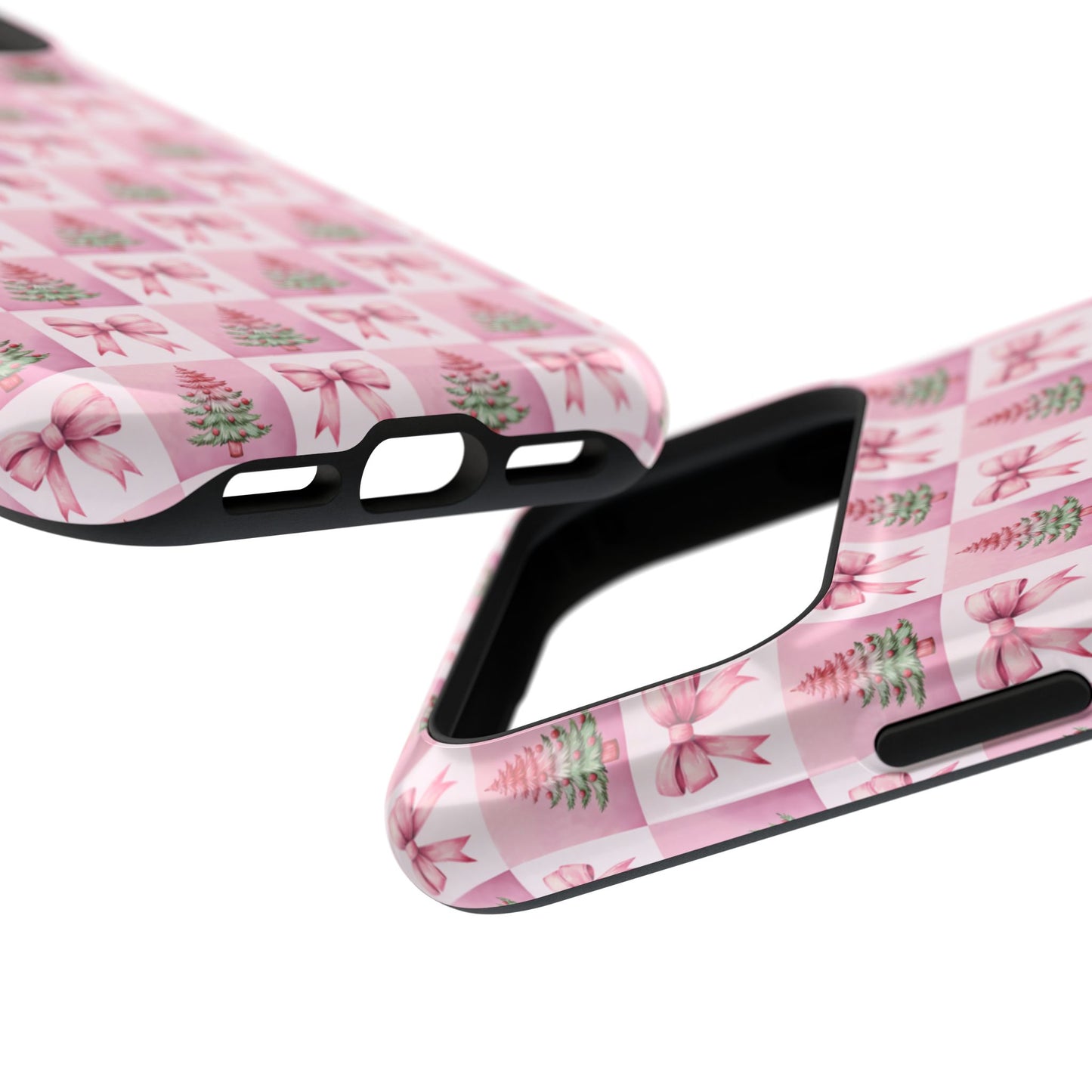 Pink Retro Christmas Tree & Coquette Phone Case - Christmas Phone Case Impact-Resistant Cases iPhone Samsung