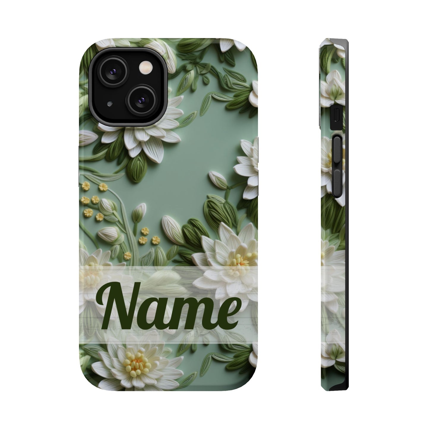 July Birth Flower Phone Case • Embroidered Water Lily iPhone Cover • Pastel MagSafe Gift