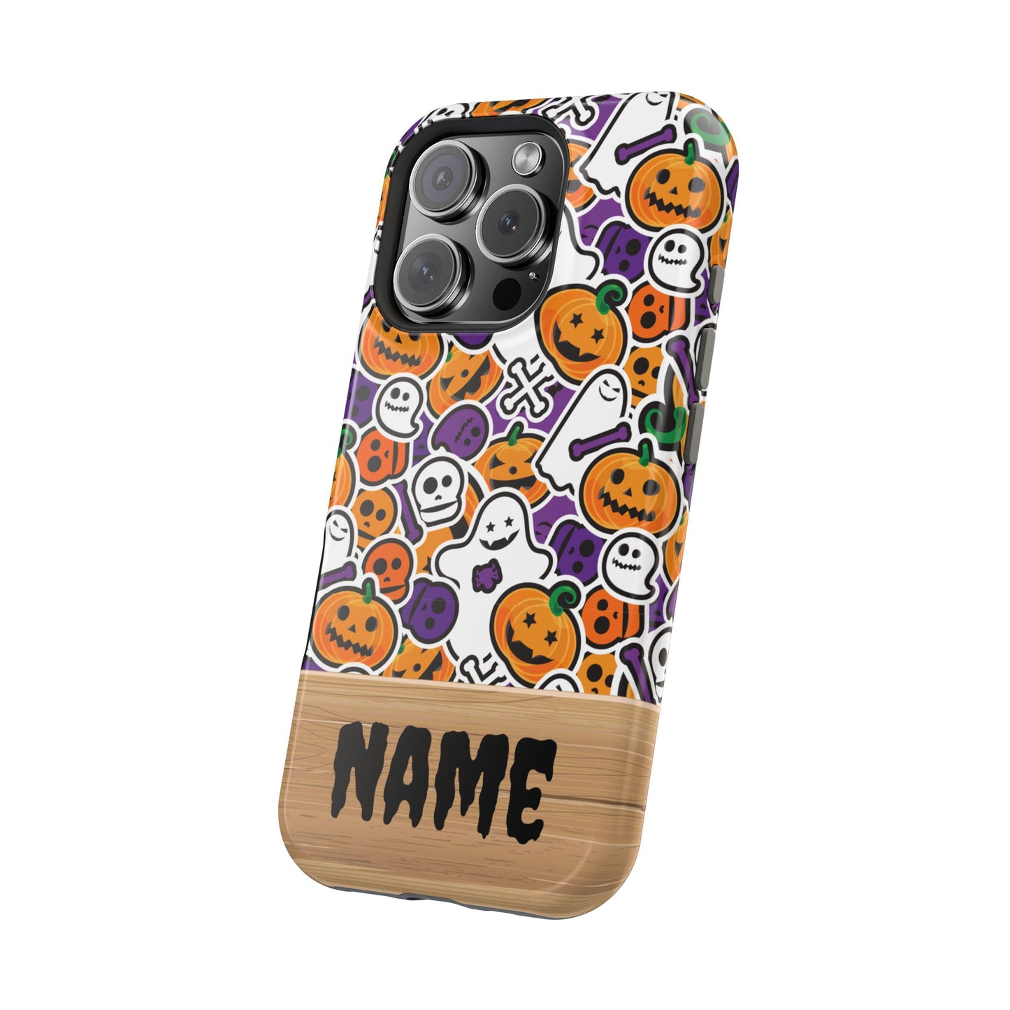 Custom, Personalized Halloween Magnetic Tough Cases for iPhone - purple pumpkin ghost skull phone case