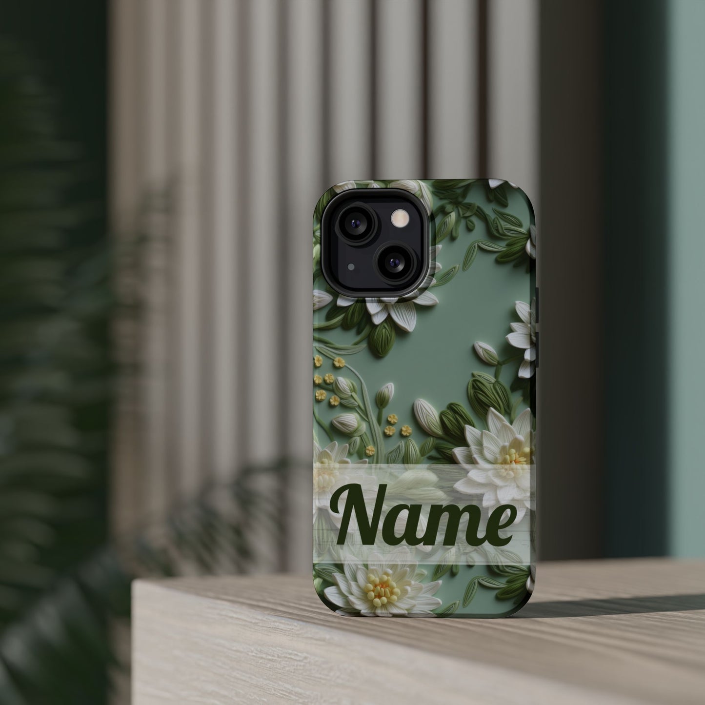 July Birth Flower Phone Case • Embroidered Water Lily iPhone Cover • Pastel MagSafe Gift