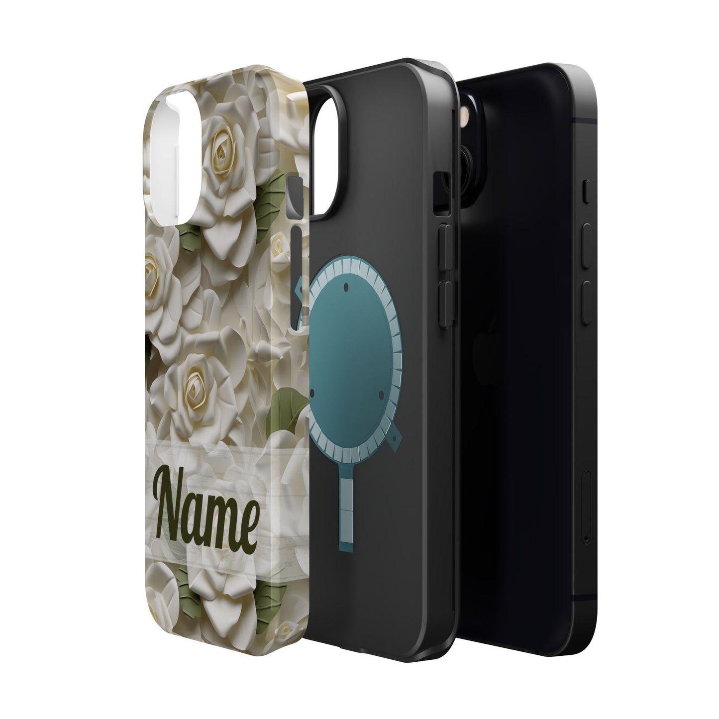 June Birth Flower Phone Case • White Paper Rose iPhone Cover • 3D Floral MagSafe Gift