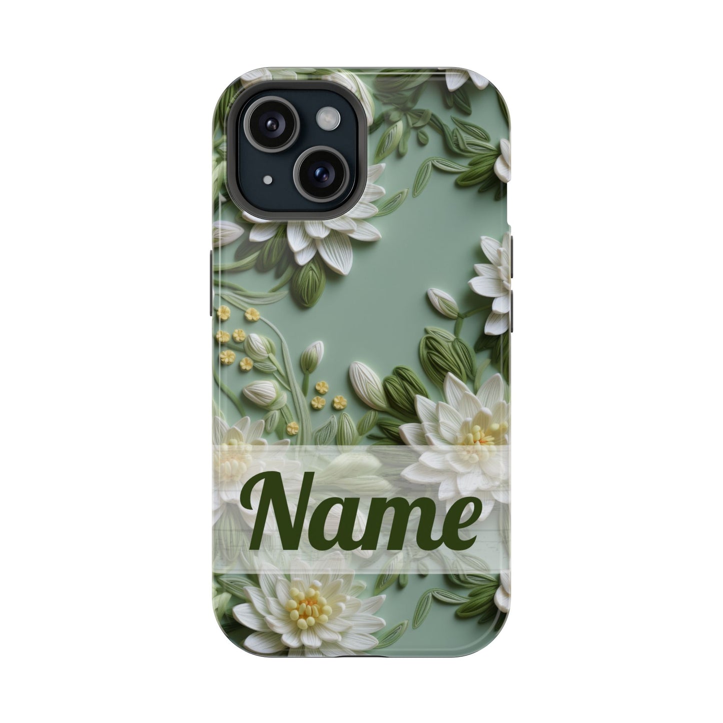 July Birth Flower Phone Case • Embroidered Water Lily iPhone Cover • Pastel MagSafe Gift