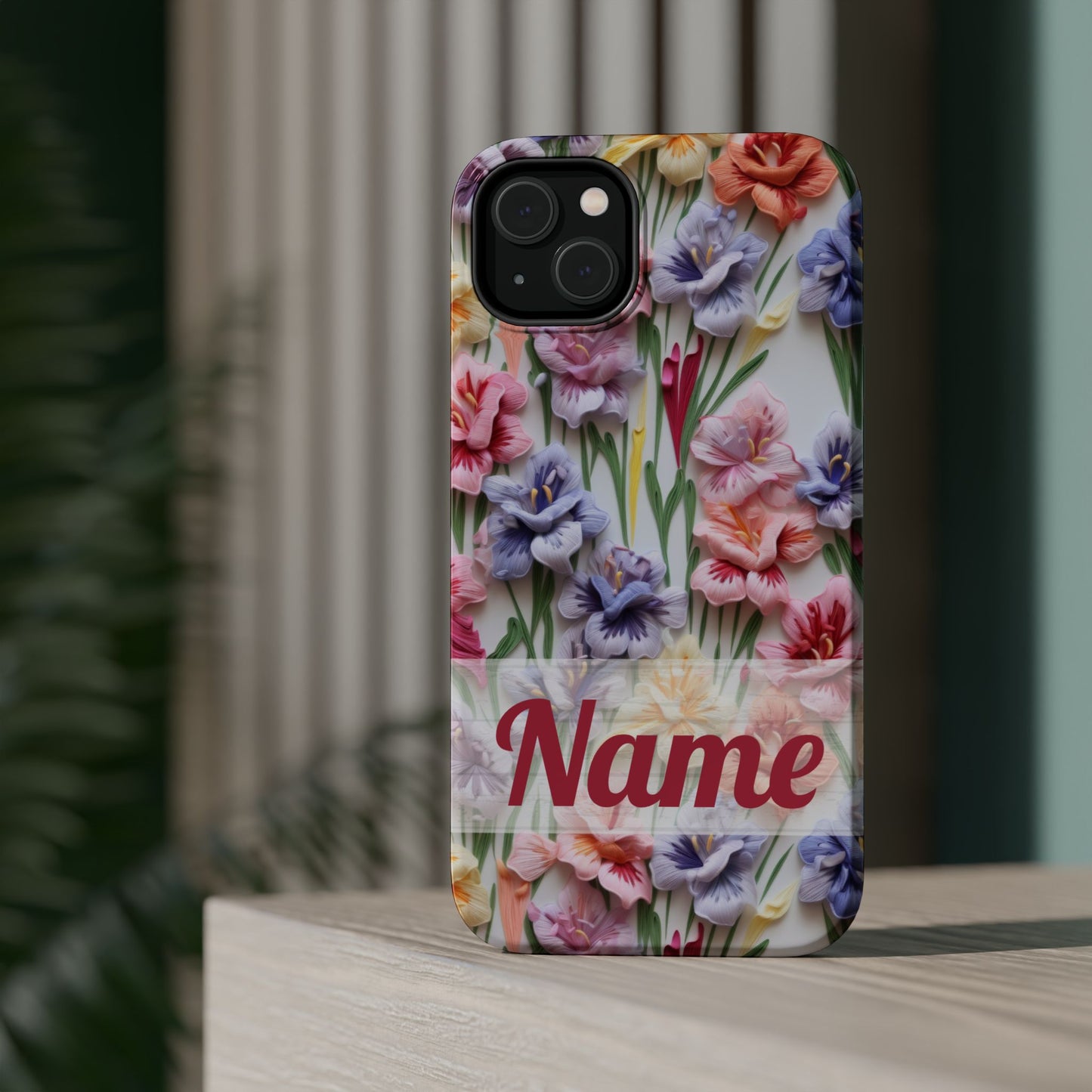 August Birth Flower Phone Case • 3D Gladiolus iPhone Cover • Pastel Floral MagSafe Gift