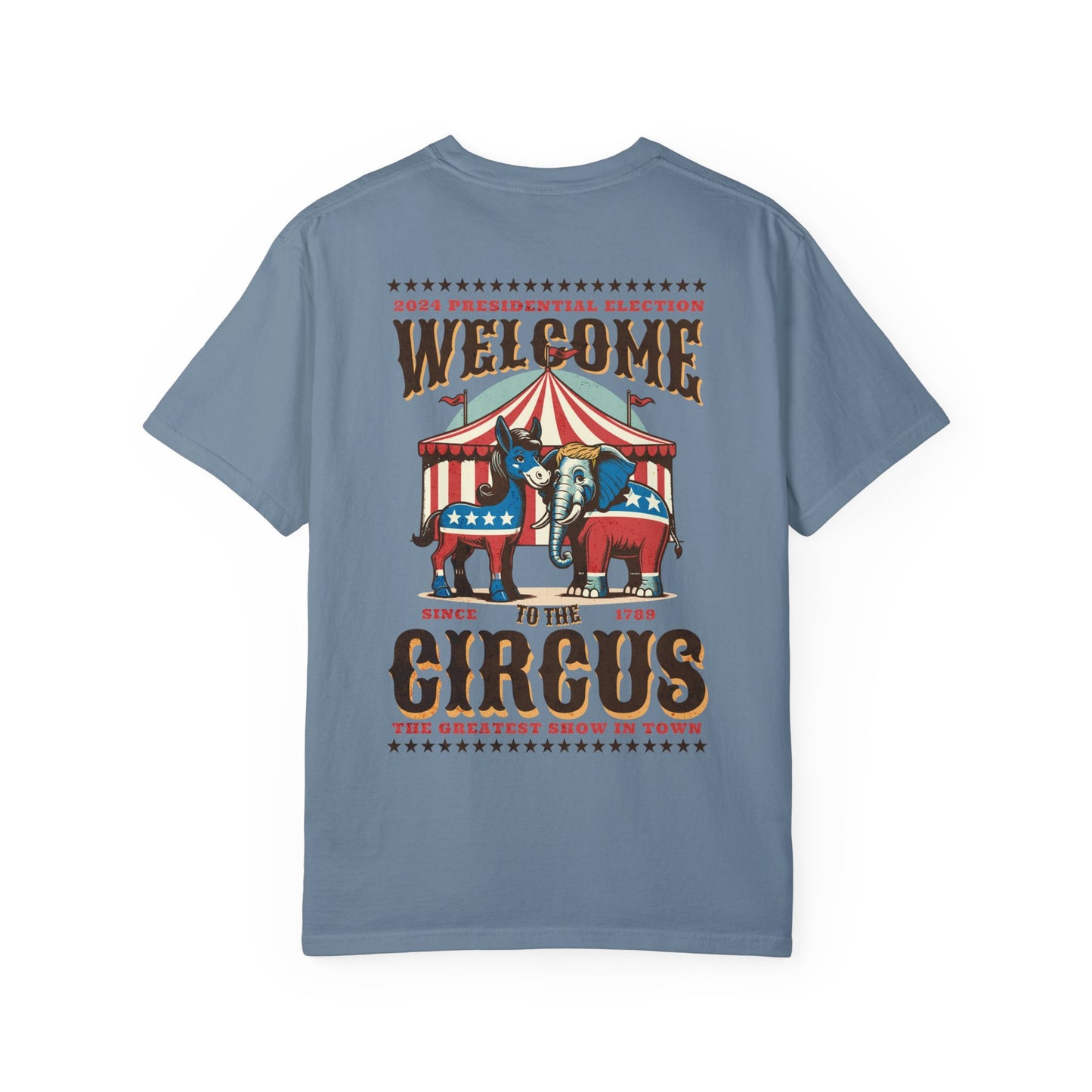 Two-sided Political Circus T-Shirt | Elephant & Donkey Satire Unisex Garment-Dyed T-shirt election Comfort Colors 1717