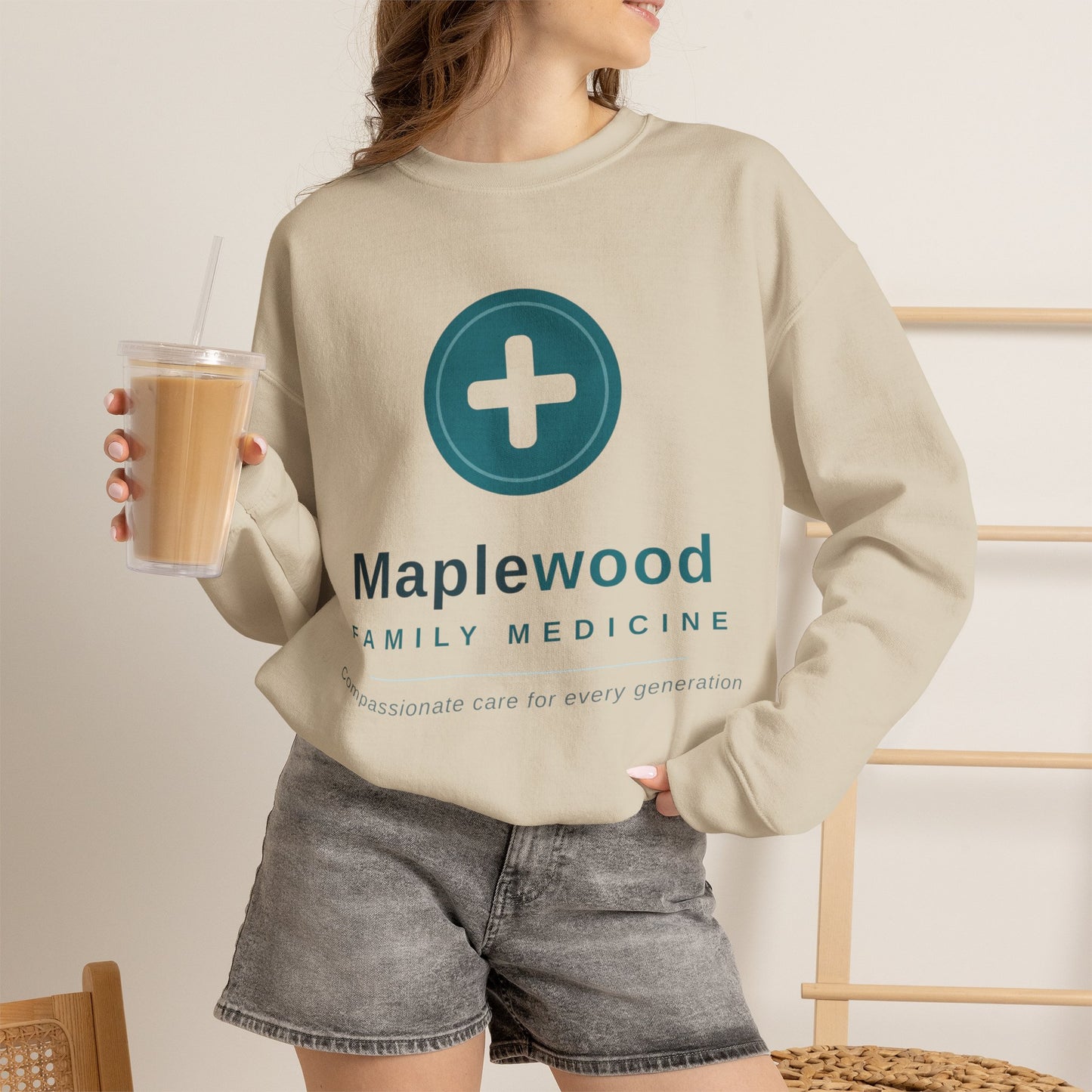 Custom Medical Office Logo Sweatshirt Clinic Team Gift Personalized Practice Crewneck Gildan 18000
