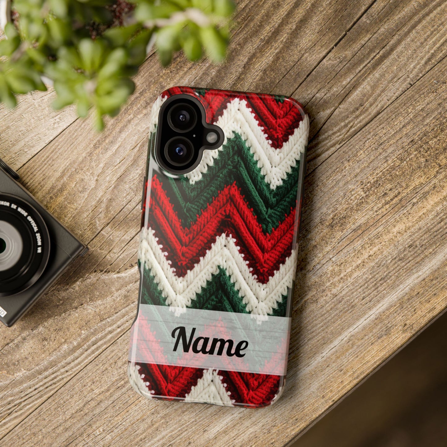 Vintage Christmas Crocheted Afghan Phone Case - Personalized Christmas Phone Case Impact-Resistant Case