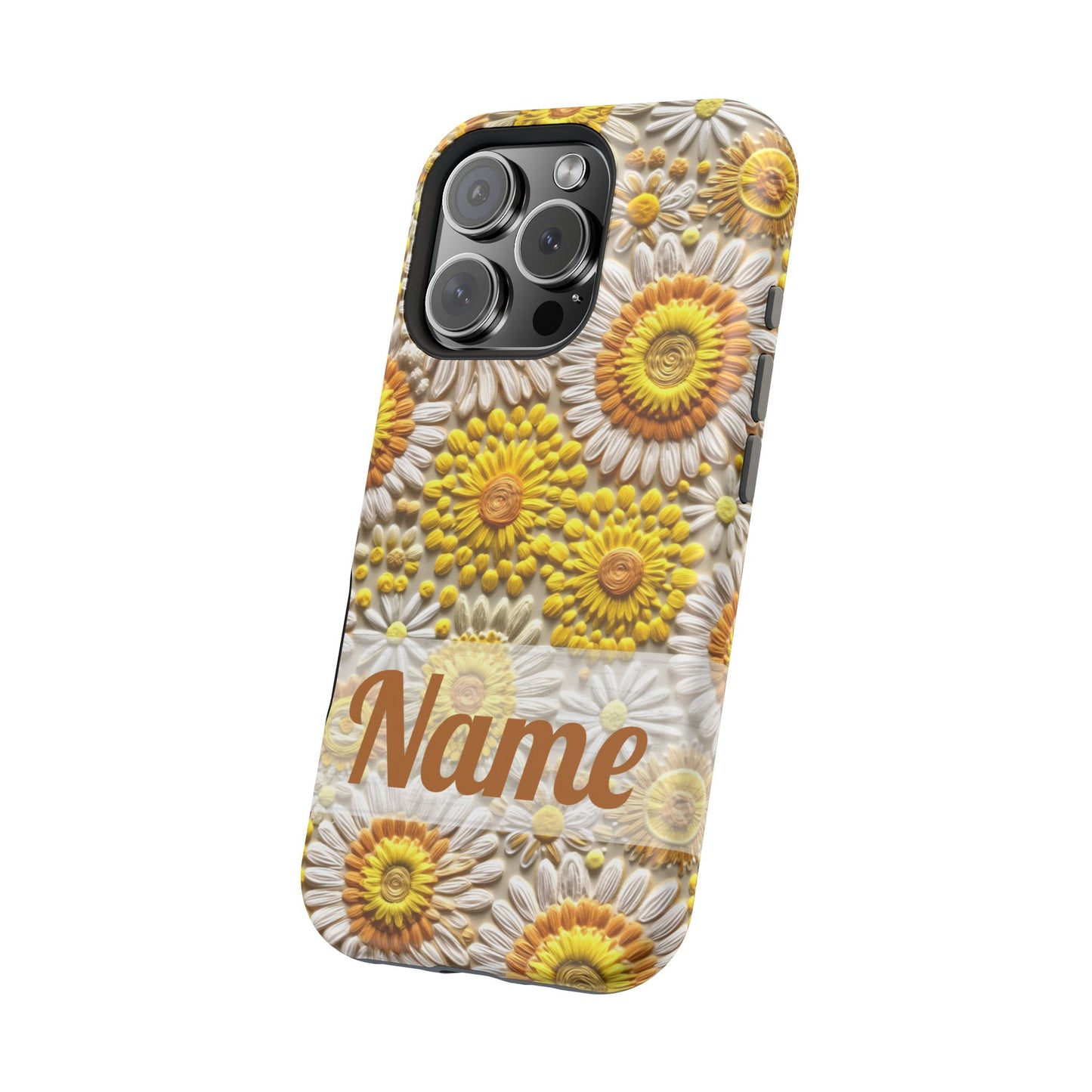 April Birth Flower Phone Case • Embroidered Daisy iPhone Cover • Colorful MagSafe Gift Idea