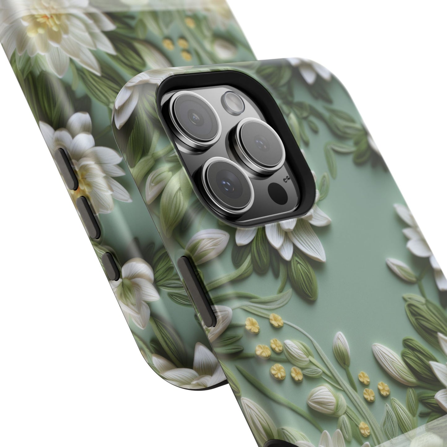 July Birth Flower Phone Case • Embroidered Water Lily iPhone Cover • Pastel MagSafe Gift