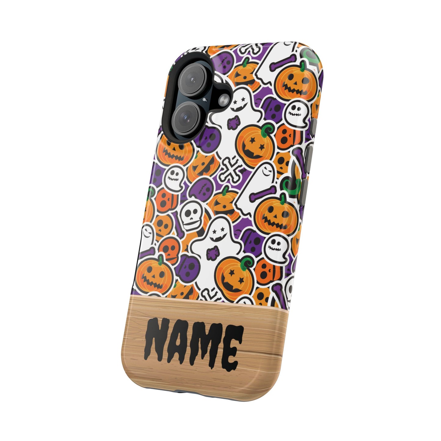 Custom, Personalized Halloween Magnetic Tough Cases for iPhone - purple pumpkin ghost skull phone case