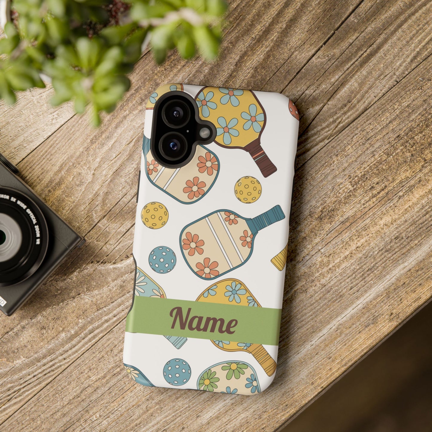 Custom, Personalized Retro Pickleball iPhone Case Custom Magnetic Tough Case Personalized