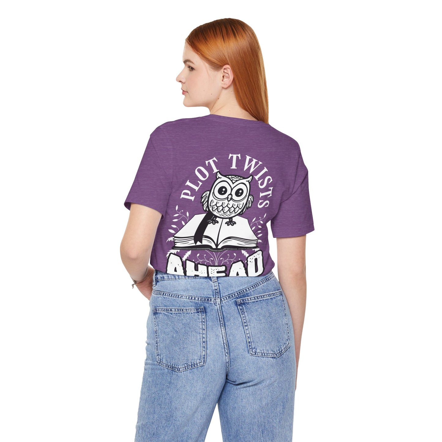 PLOT TWISTS AHEAD bookworm reading book lover geek nerd gift - Bella Canvas 3001 Unisex Jersey Short Sleeve Tee, front & back print