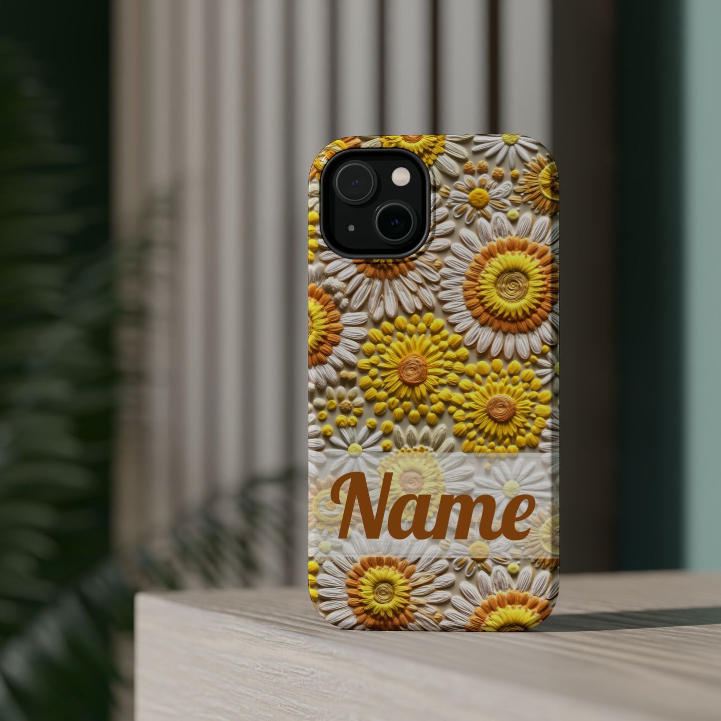 April Birth Flower Phone Case • Embroidered Daisy iPhone Cover • Colorful MagSafe Gift Idea