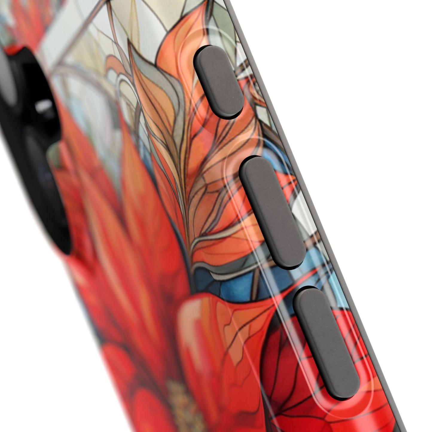 Christmas Poinsettia Stained Glass Phone Case - Personalized Christmas Phone Case Impact-Resistant Case