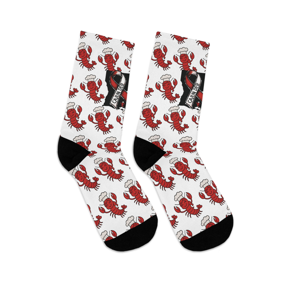 Crawfish Socks — Louisiana Crew Socks with Cajun Deb Logo, Eco-Friendly Recycled Poly