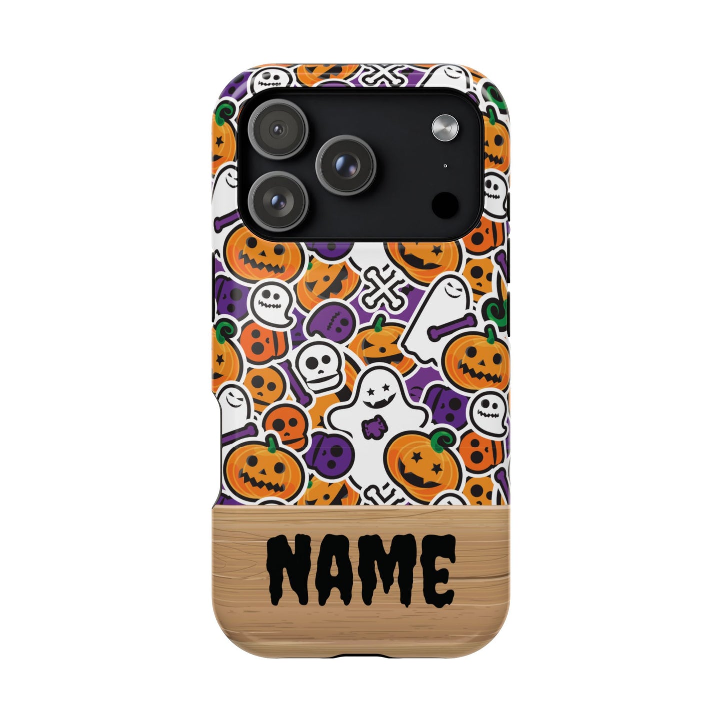 Custom, Personalized Halloween Magnetic Tough Cases for iPhone - purple pumpkin ghost skull phone case