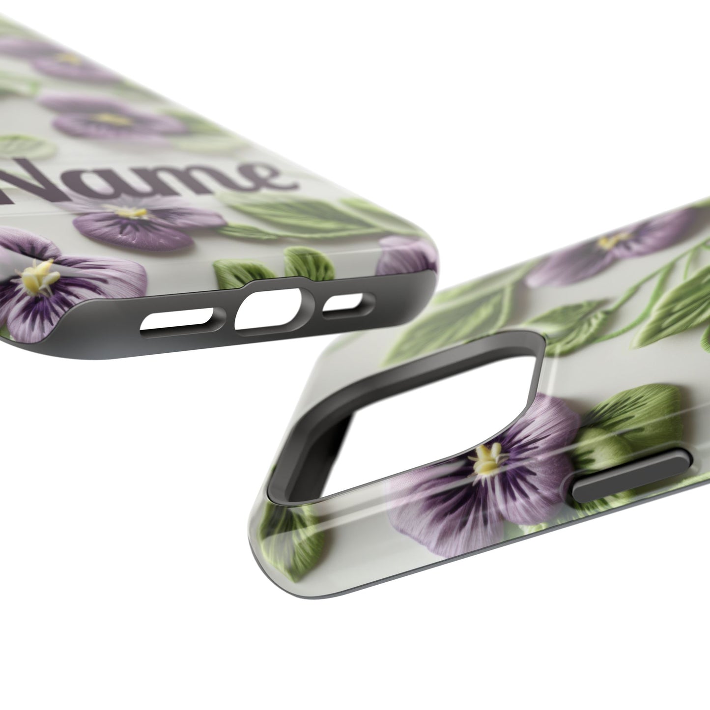 February Birth Flower Phone Case • Violet Embroidery iPhone Cover • MagSafe Gift for Her