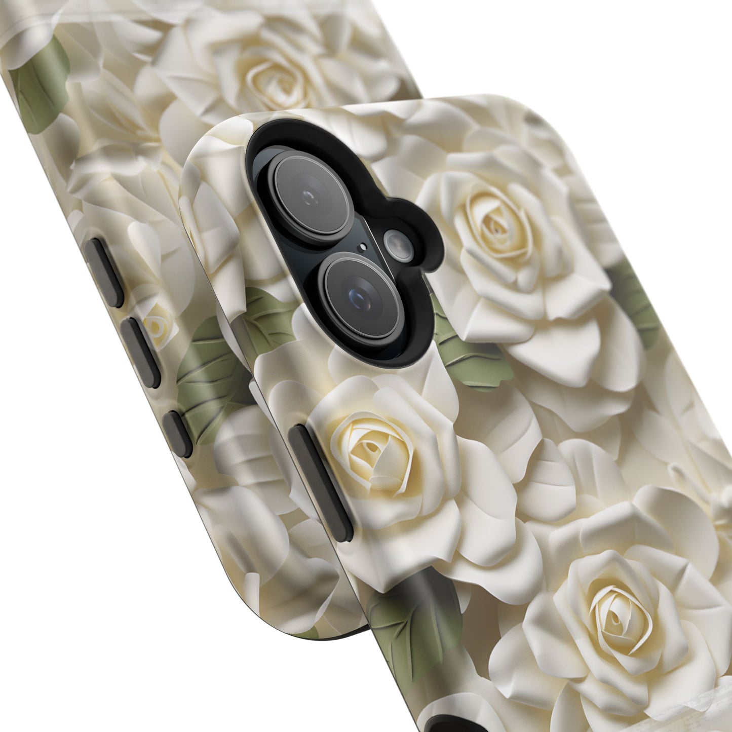 June Birth Flower Phone Case • White Paper Rose iPhone Cover • 3D Floral MagSafe Gift