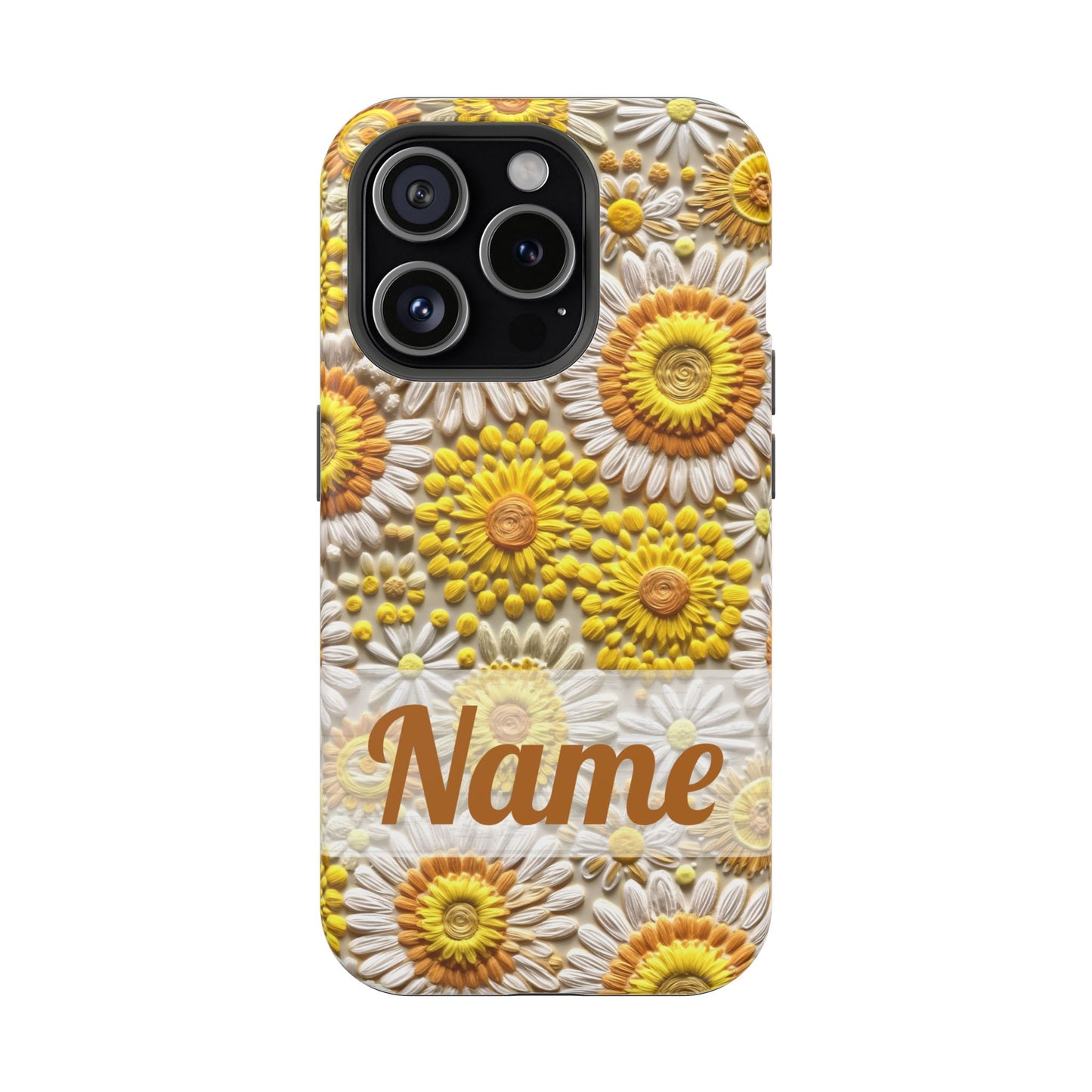 April Birth Flower Phone Case • Embroidered Daisy iPhone Cover • Colorful MagSafe Gift Idea