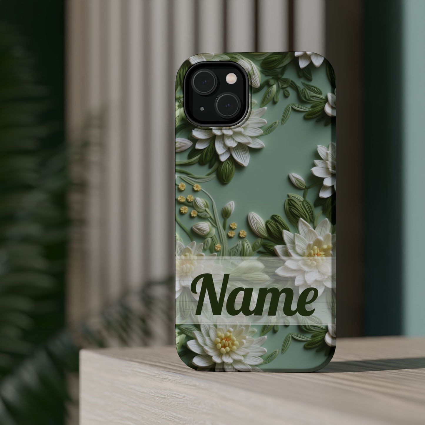 July Birth Flower Phone Case • Embroidered Water Lily iPhone Cover • Pastel MagSafe Gift