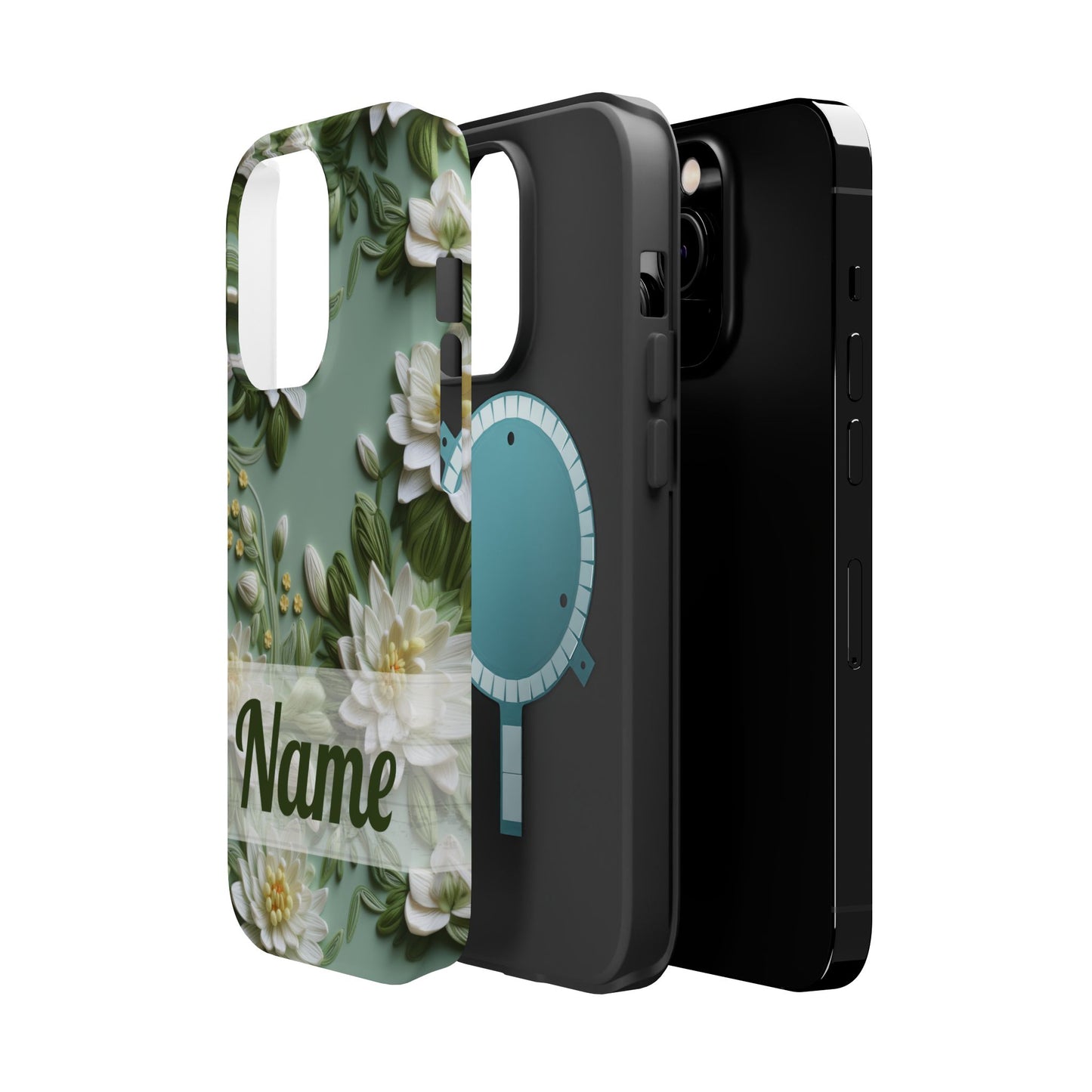 July Birth Flower Phone Case • Embroidered Water Lily iPhone Cover • Pastel MagSafe Gift