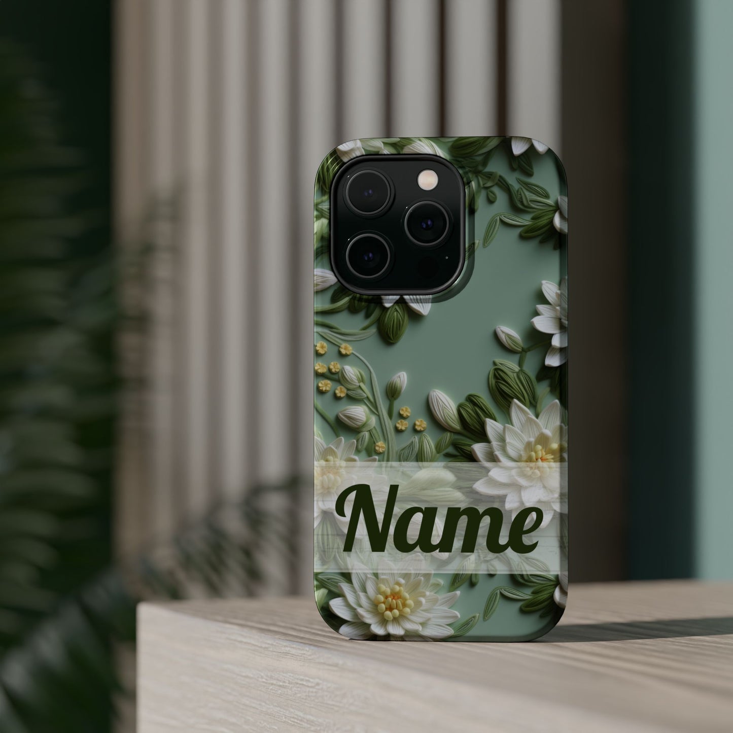 July Birth Flower Phone Case • Embroidered Water Lily iPhone Cover • Pastel MagSafe Gift