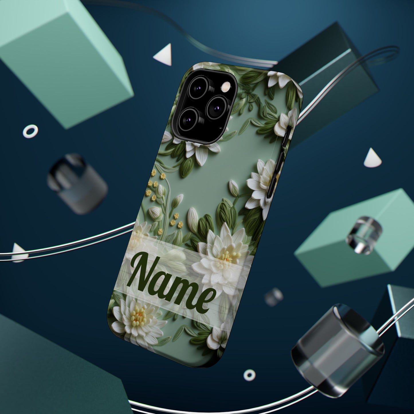 July Birth Flower Phone Case • Embroidered Water Lily iPhone Cover • Pastel MagSafe Gift