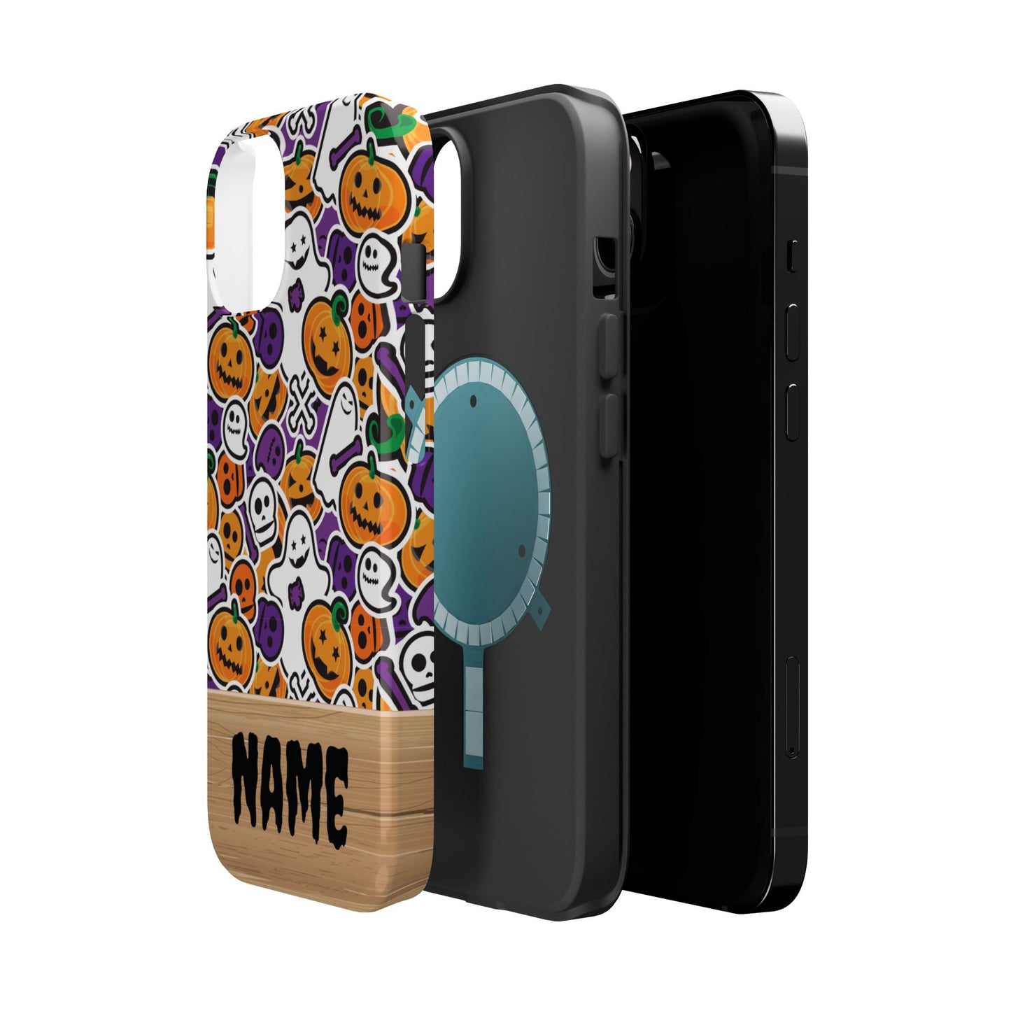 Custom, Personalized Halloween Magnetic Tough Cases for iPhone - purple pumpkin ghost skull phone case