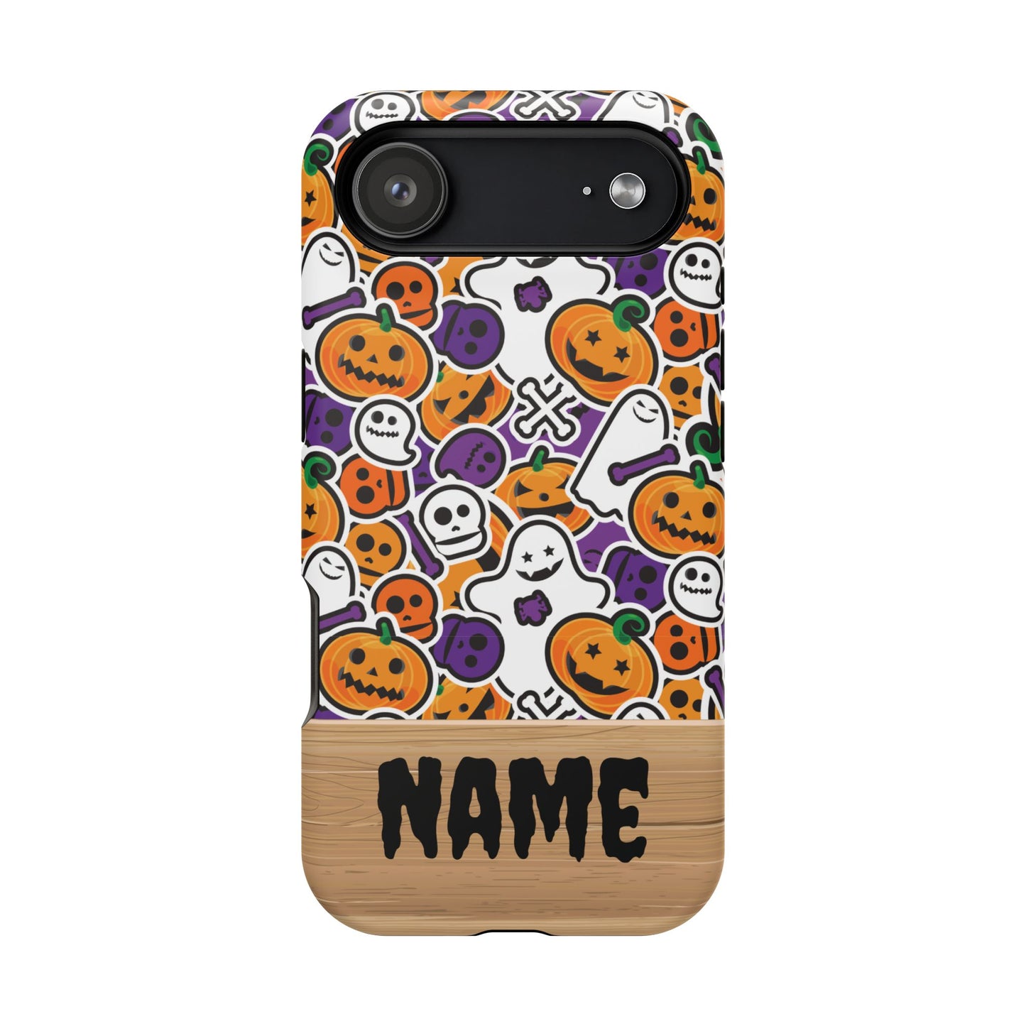 Custom, Personalized Halloween Magnetic Tough Cases for iPhone - purple pumpkin ghost skull phone case