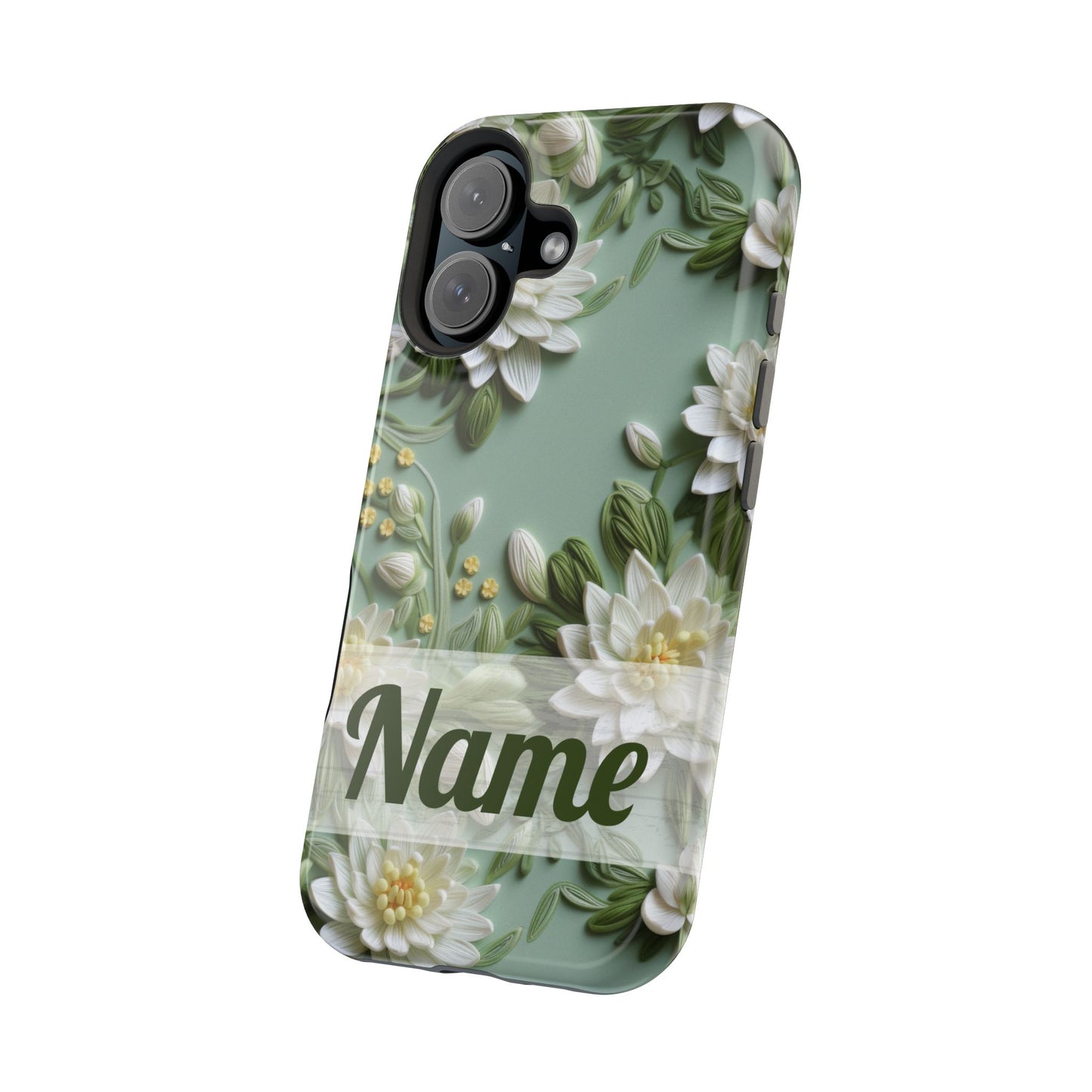 July Birth Flower Phone Case • Embroidered Water Lily iPhone Cover • Pastel MagSafe Gift