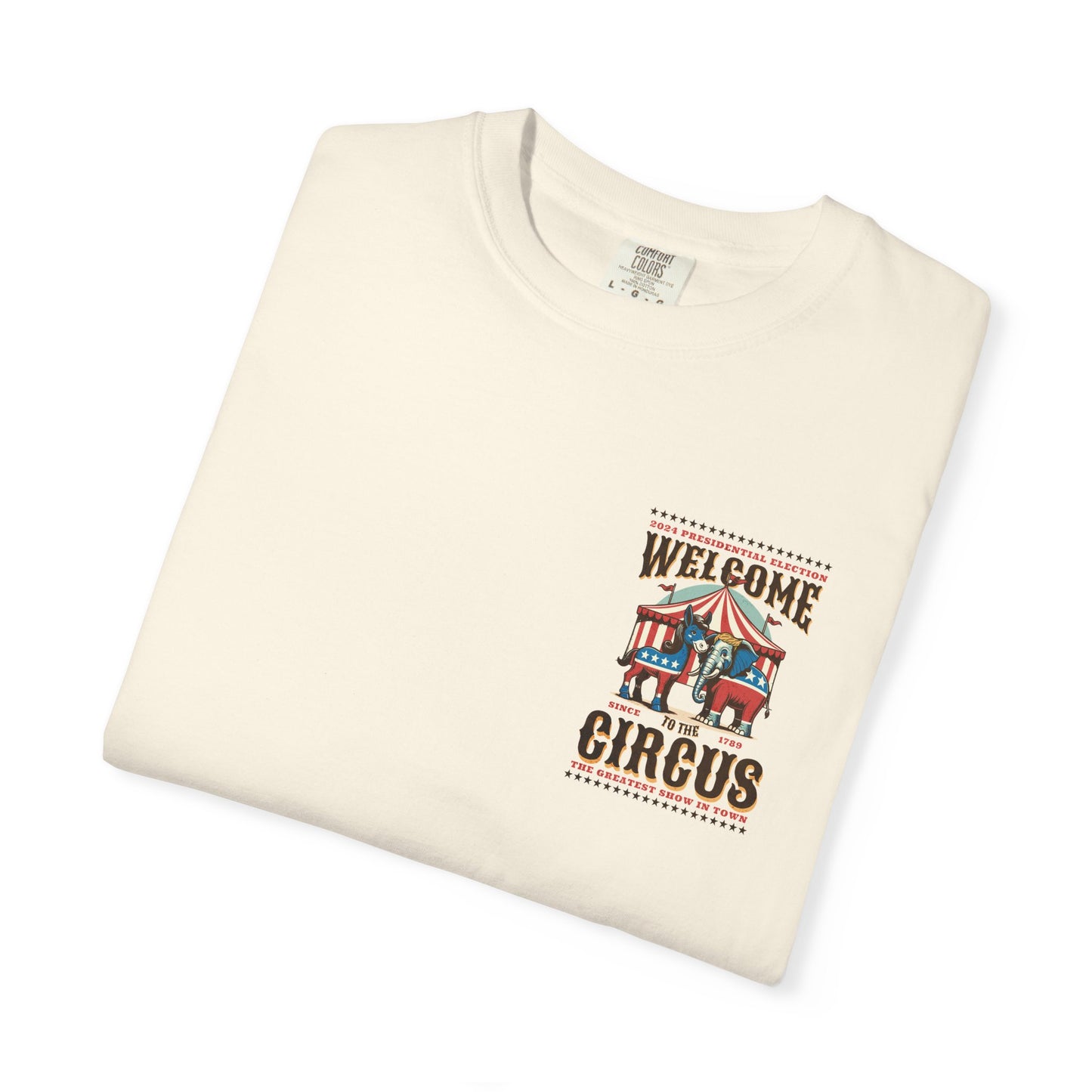 Two-sided Political Circus T-Shirt | Elephant & Donkey Satire Unisex Garment-Dyed T-shirt election Comfort Colors 1717