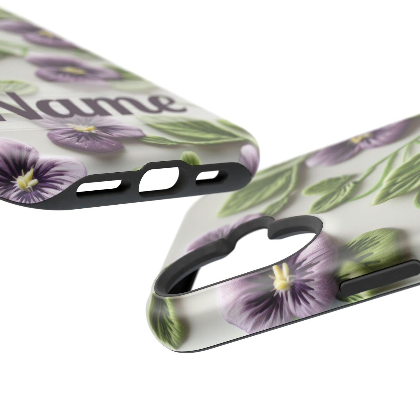 February Birth Flower Phone Case • Violet Embroidery iPhone Cover • MagSafe Gift for Her