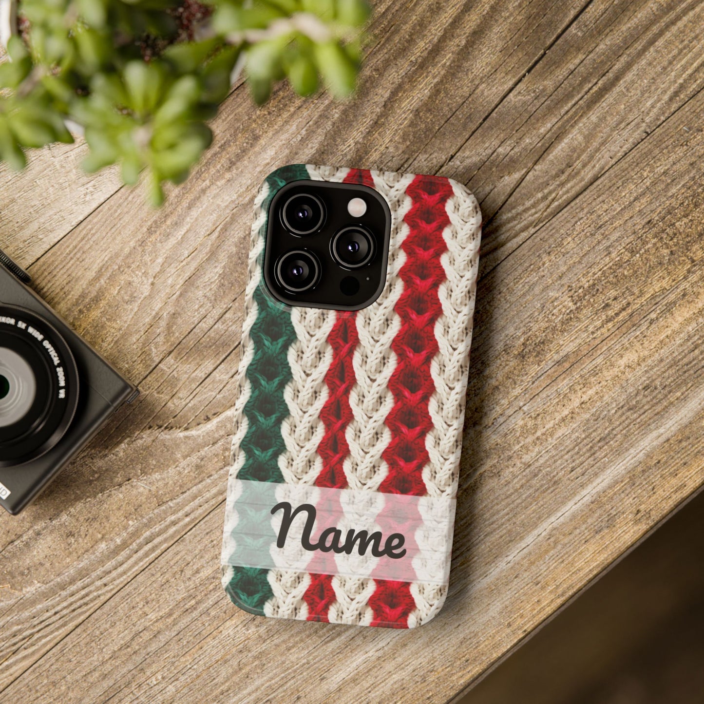 Vintage Christmas Crocheted Afghan Phone Case - Personalized Christmas Phone Case Impact-Resistant Case