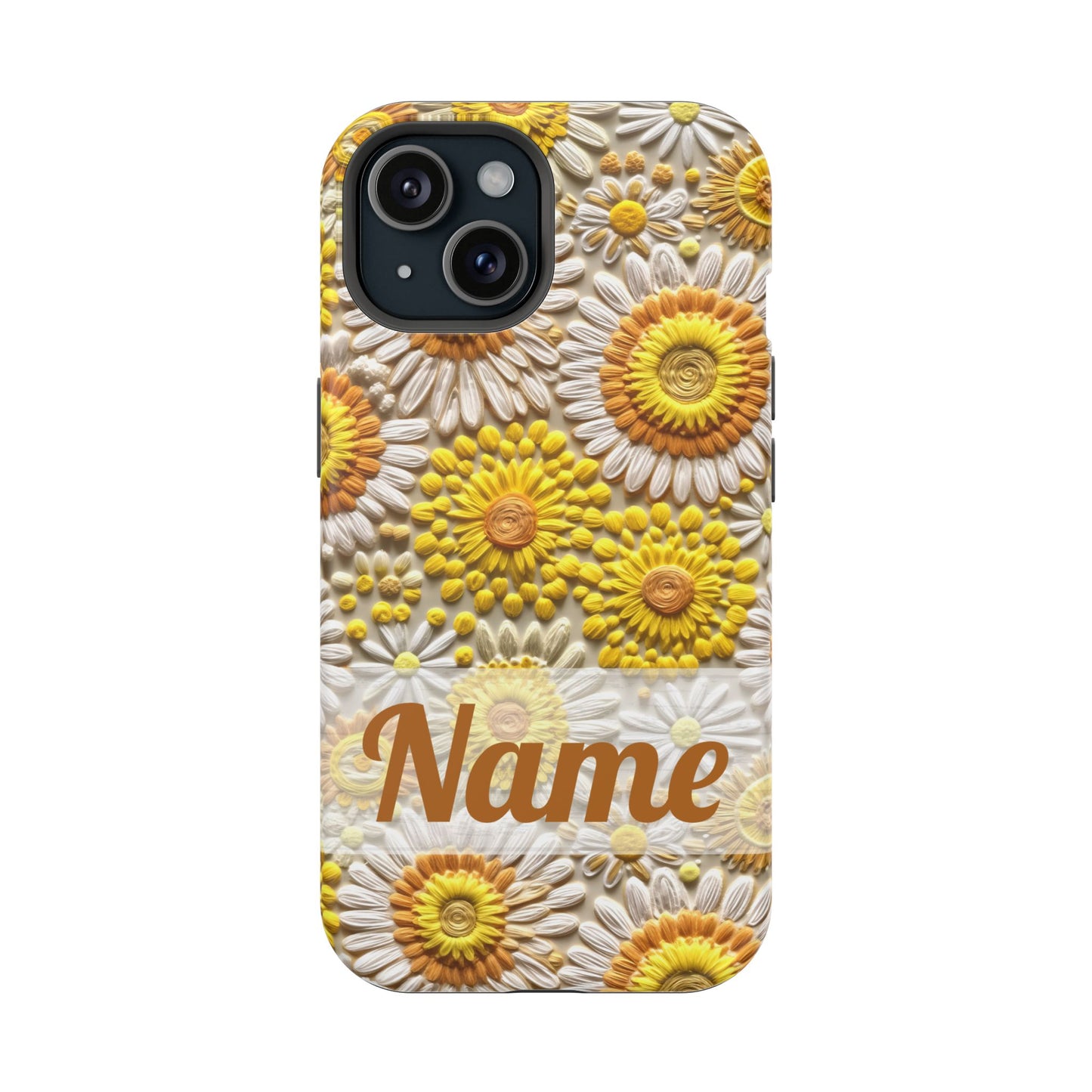 April Birth Flower Phone Case • Embroidered Daisy iPhone Cover • Colorful MagSafe Gift Idea