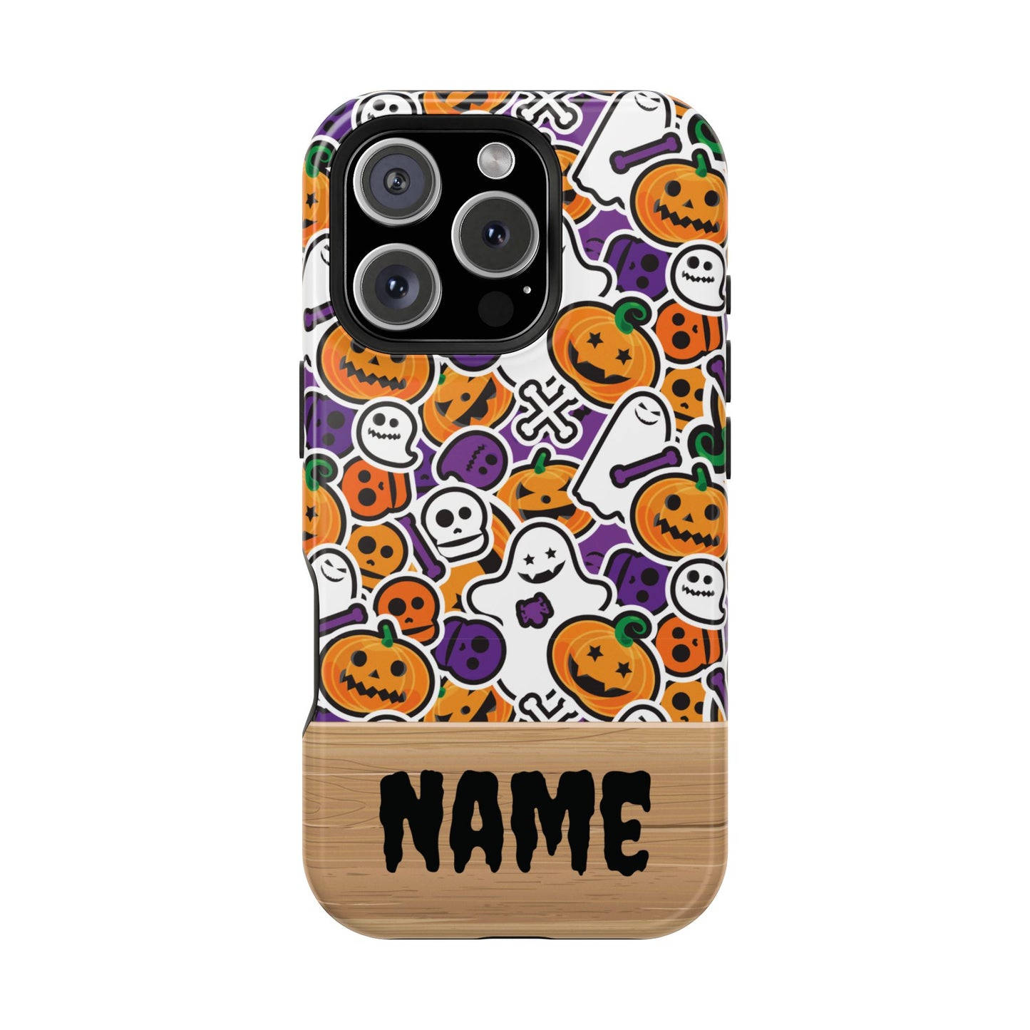 Custom, Personalized Halloween Magnetic Tough Cases for iPhone - purple pumpkin ghost skull phone case