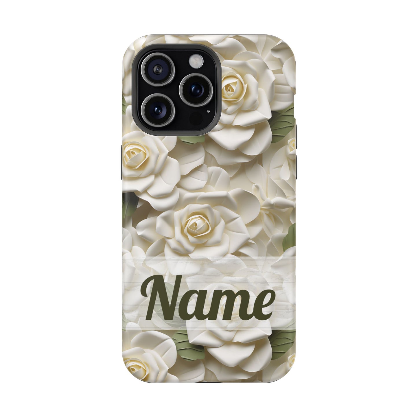 June Birth Flower Phone Case • White Paper Rose iPhone Cover • 3D Floral MagSafe Gift