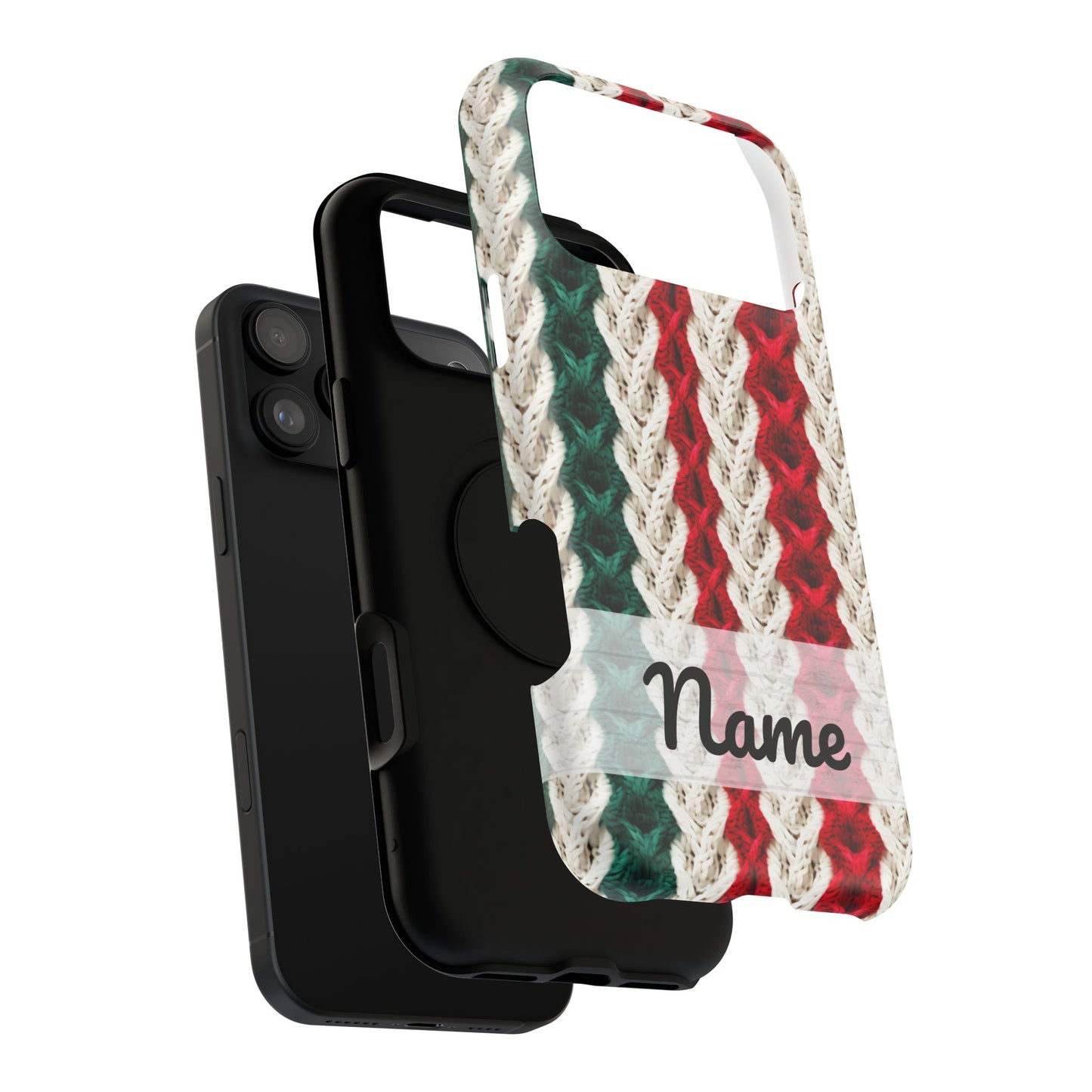 Vintage Christmas Crocheted Afghan Phone Case - Personalized Christmas Phone Case Impact-Resistant Case