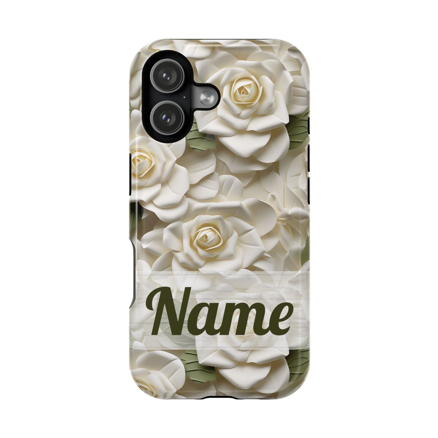 June Birth Flower Phone Case • White Paper Rose iPhone Cover • 3D Floral MagSafe Gift