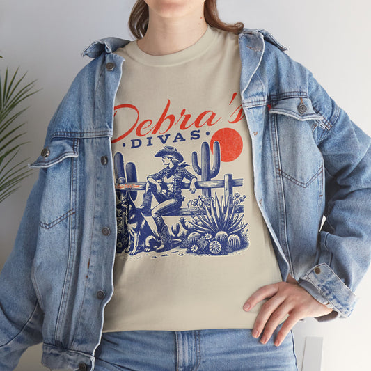 Debra’s Divas Cowgirl Tee | Vintage Western Gift Shirt GILDAN 5000 Desert Diva Unisex Heavy Cotton Tee, Cowgirl Western Shirt,Trendy Graphic Tee, Gift for Dog Lovers, Vintage Desert Style