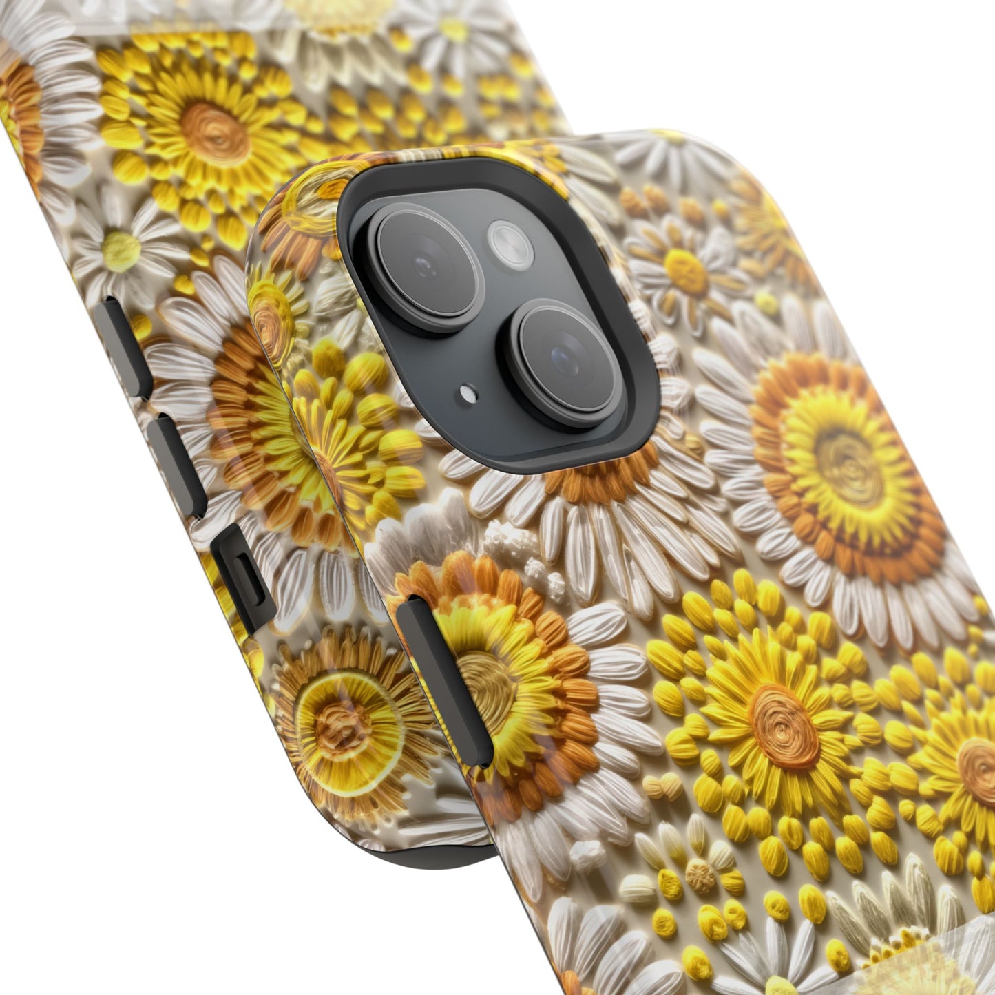 April Birth Flower Phone Case • Embroidered Daisy iPhone Cover • Colorful MagSafe Gift Idea