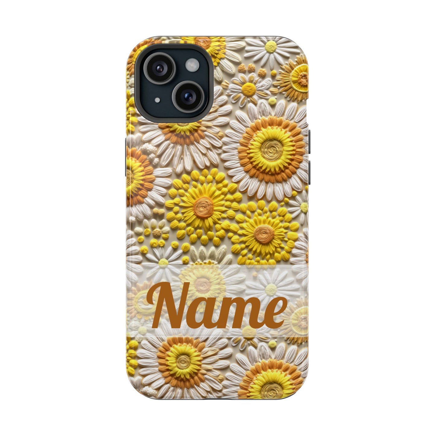 April Birth Flower Phone Case • Embroidered Daisy iPhone Cover • Colorful MagSafe Gift Idea